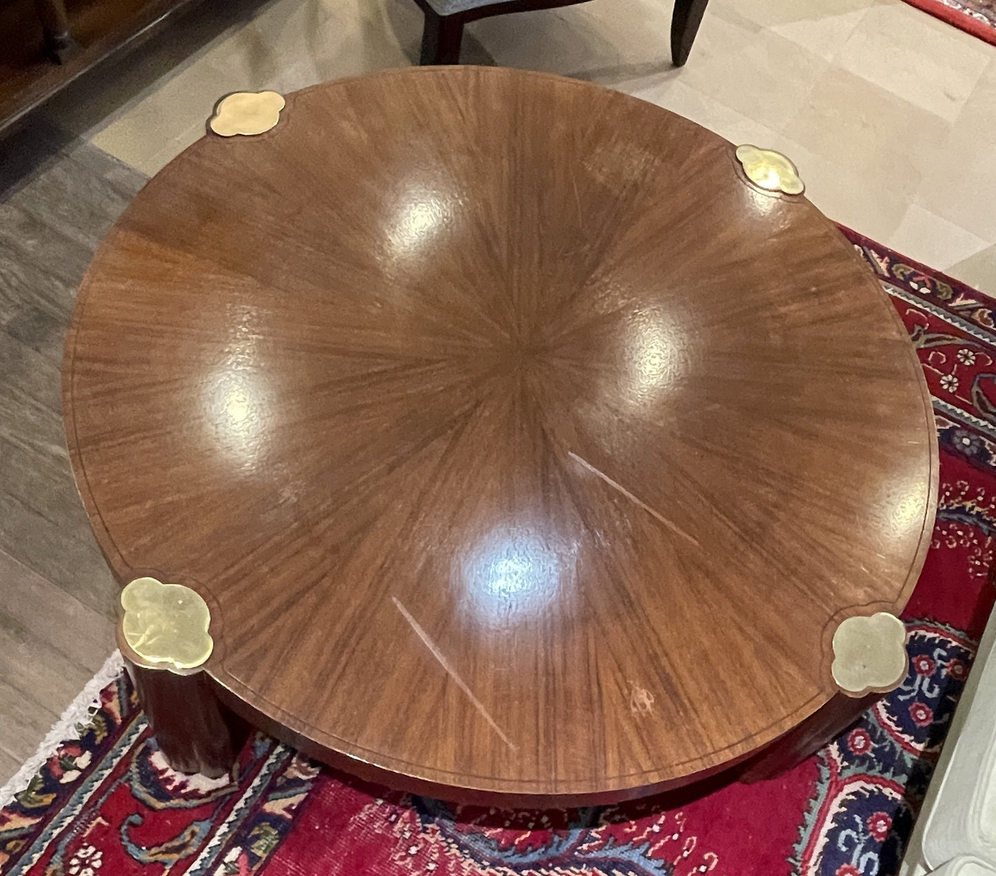 Baker Coffee Table with Brass Accents, Vintage AS IS (0G1009)