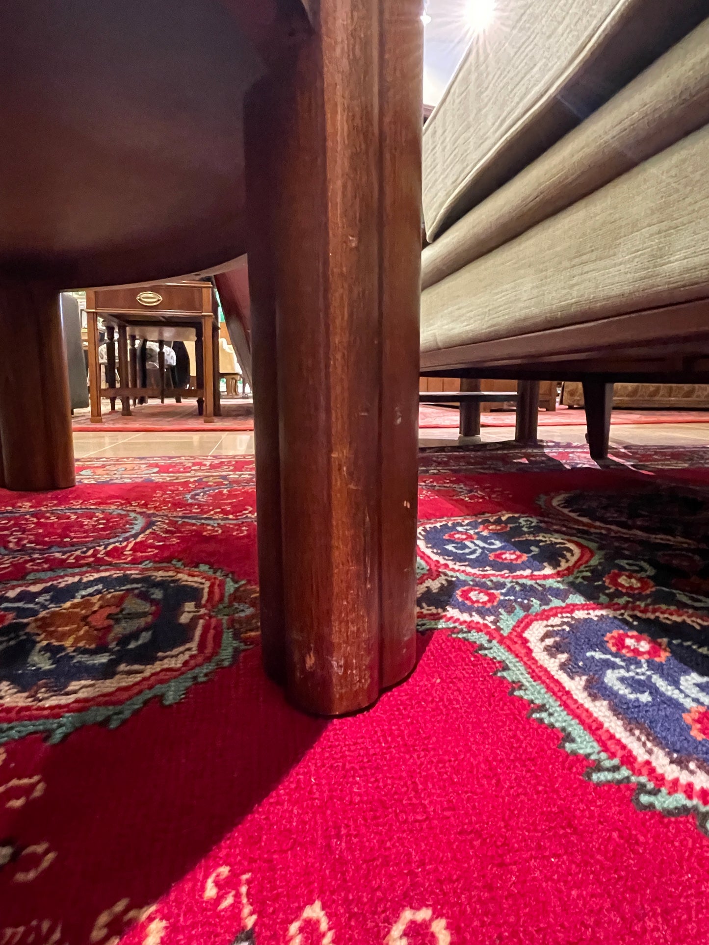 Baker Coffee Table with Brass Accents, Vintage AS IS (0G1009)