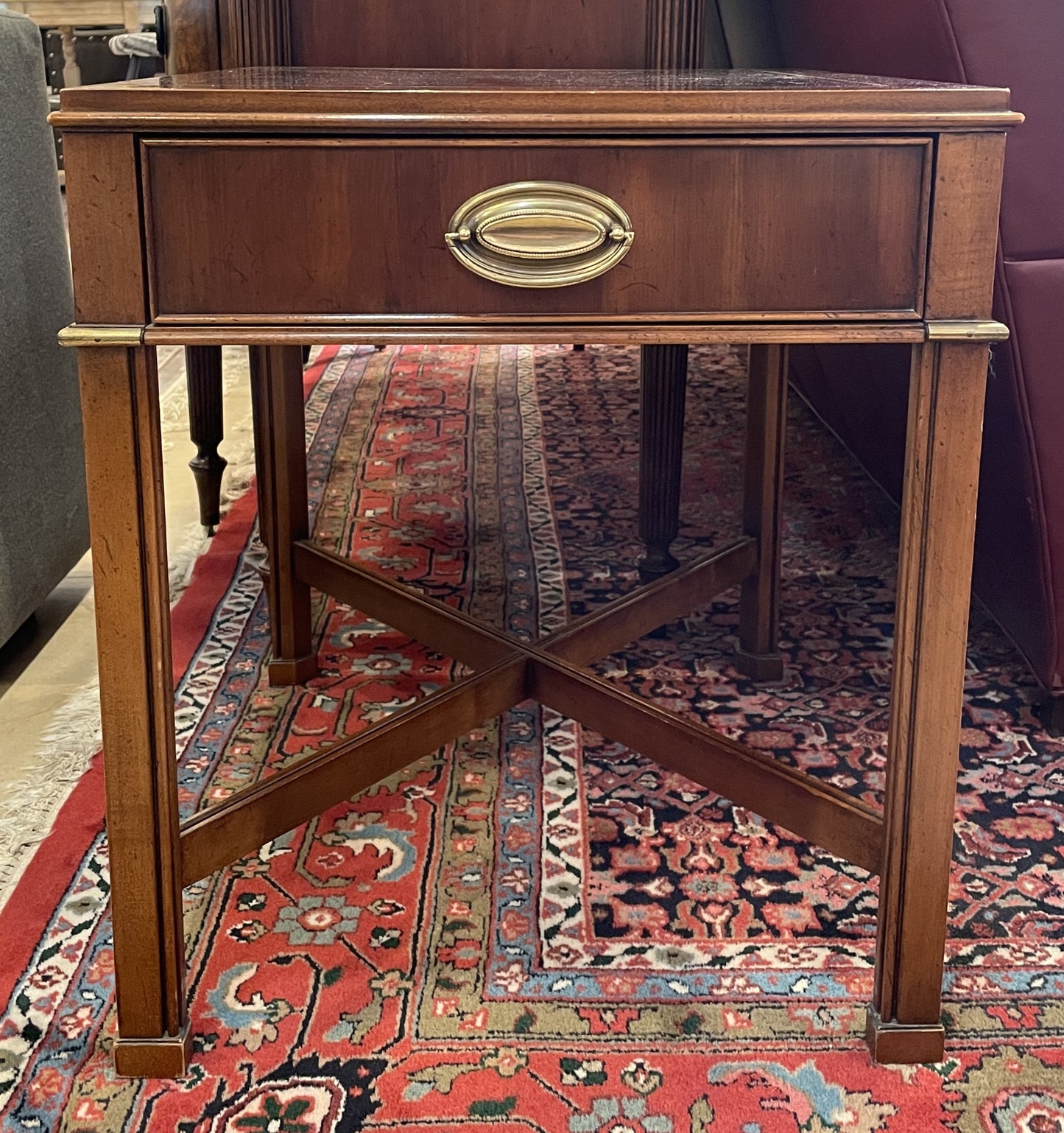 Gordons Mid Century End Table with single drawer and brass accents (0G1007)