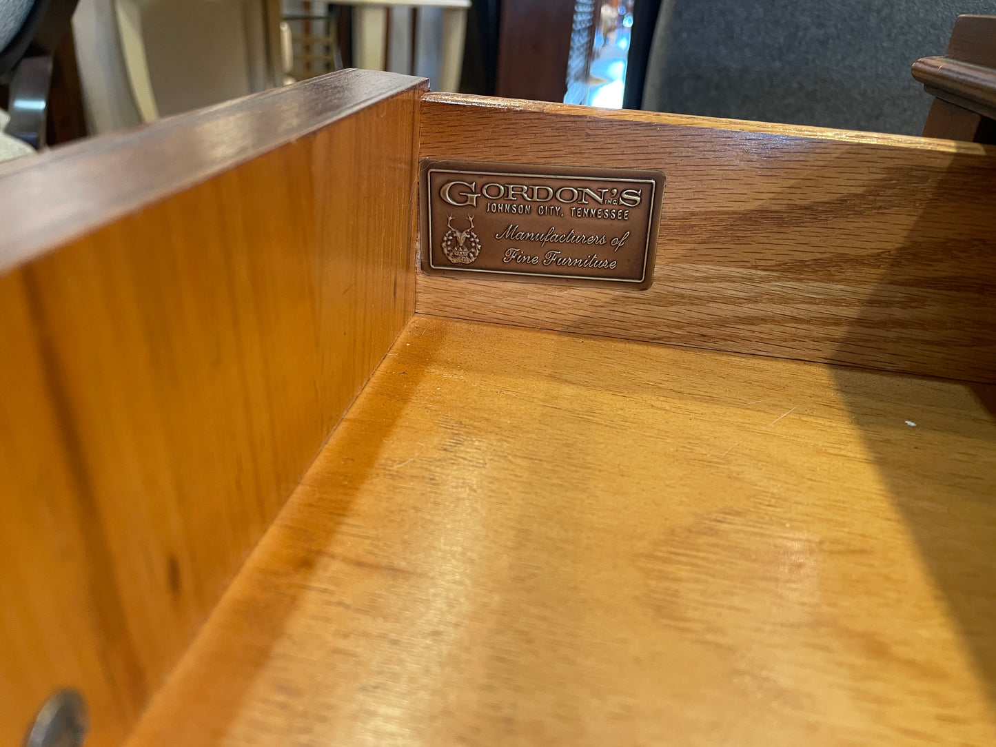 Gordons Mid Century End Table with single drawer and brass accents (0G1007)