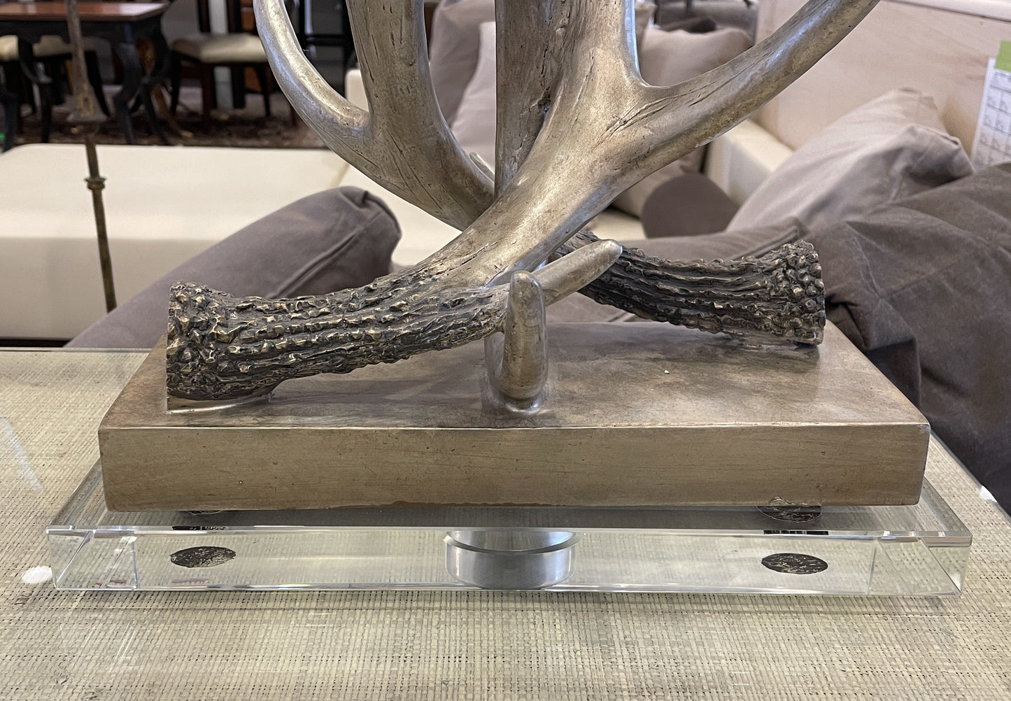 Pair of Silvered Antler Lamps (01B011)