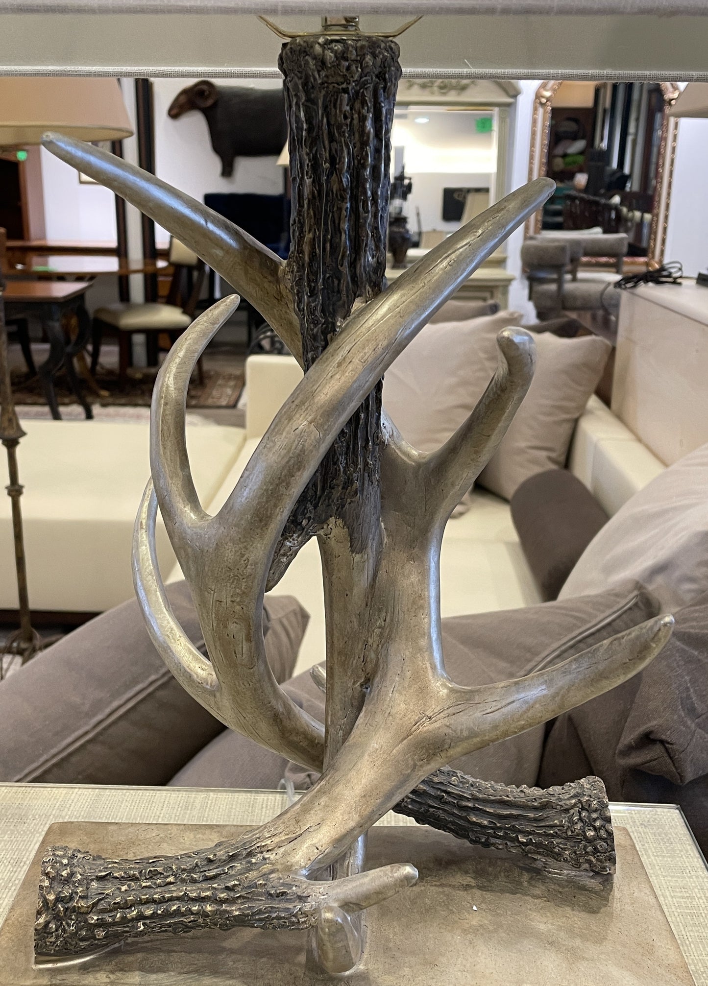 Pair of Silvered Antler Lamps (01B011)