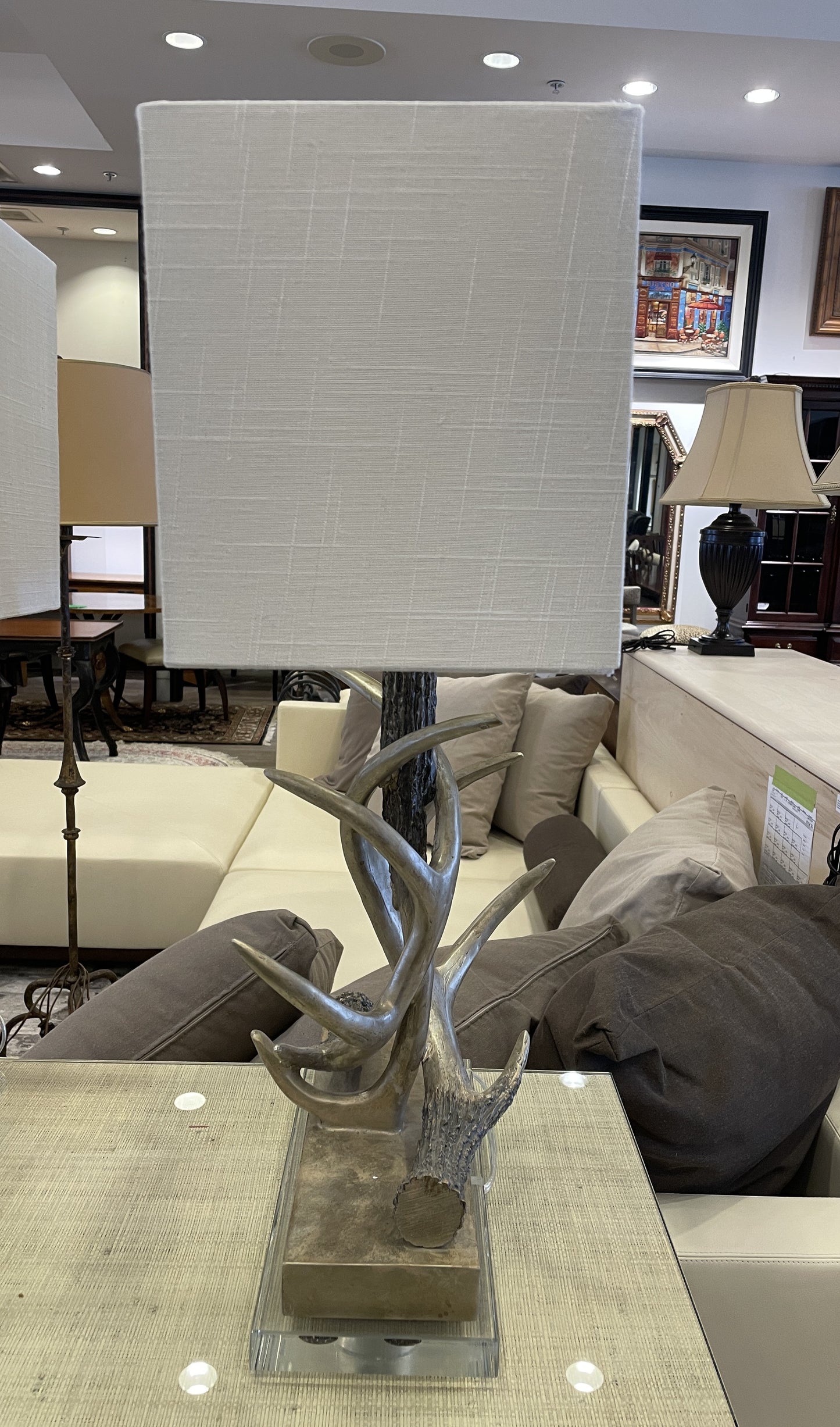Pair of Silvered Antler Lamps (01B011)