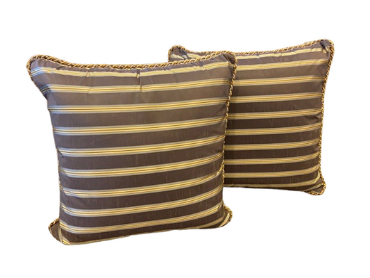 Pair of Stripped Silk Pillows (5GJBPZ)