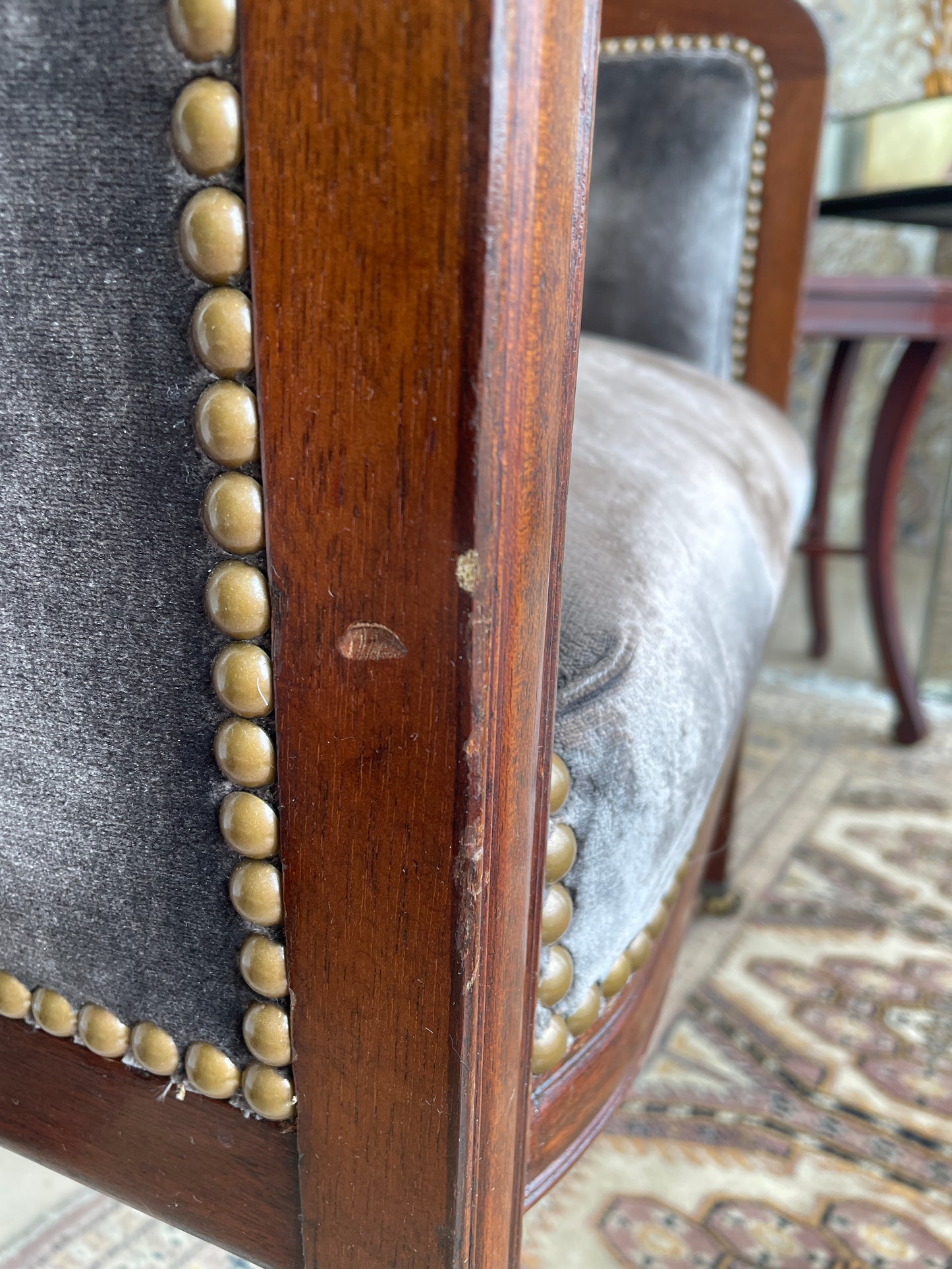 19th Century French Empire Chair with Velvet Upholstery (0AG00G)