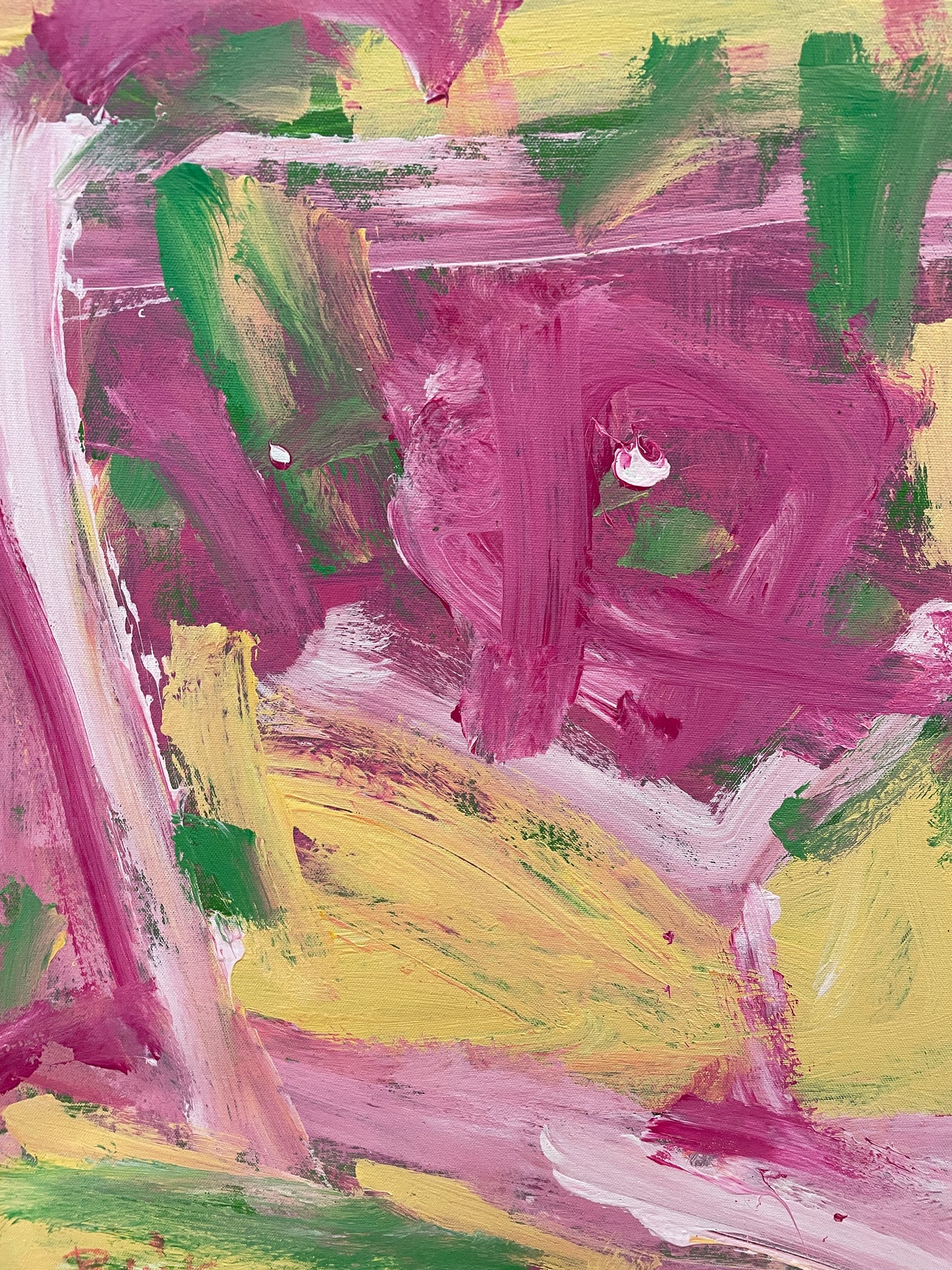 Robbie Kemper Pink/green/yellow abstract on canvas (0GF006)