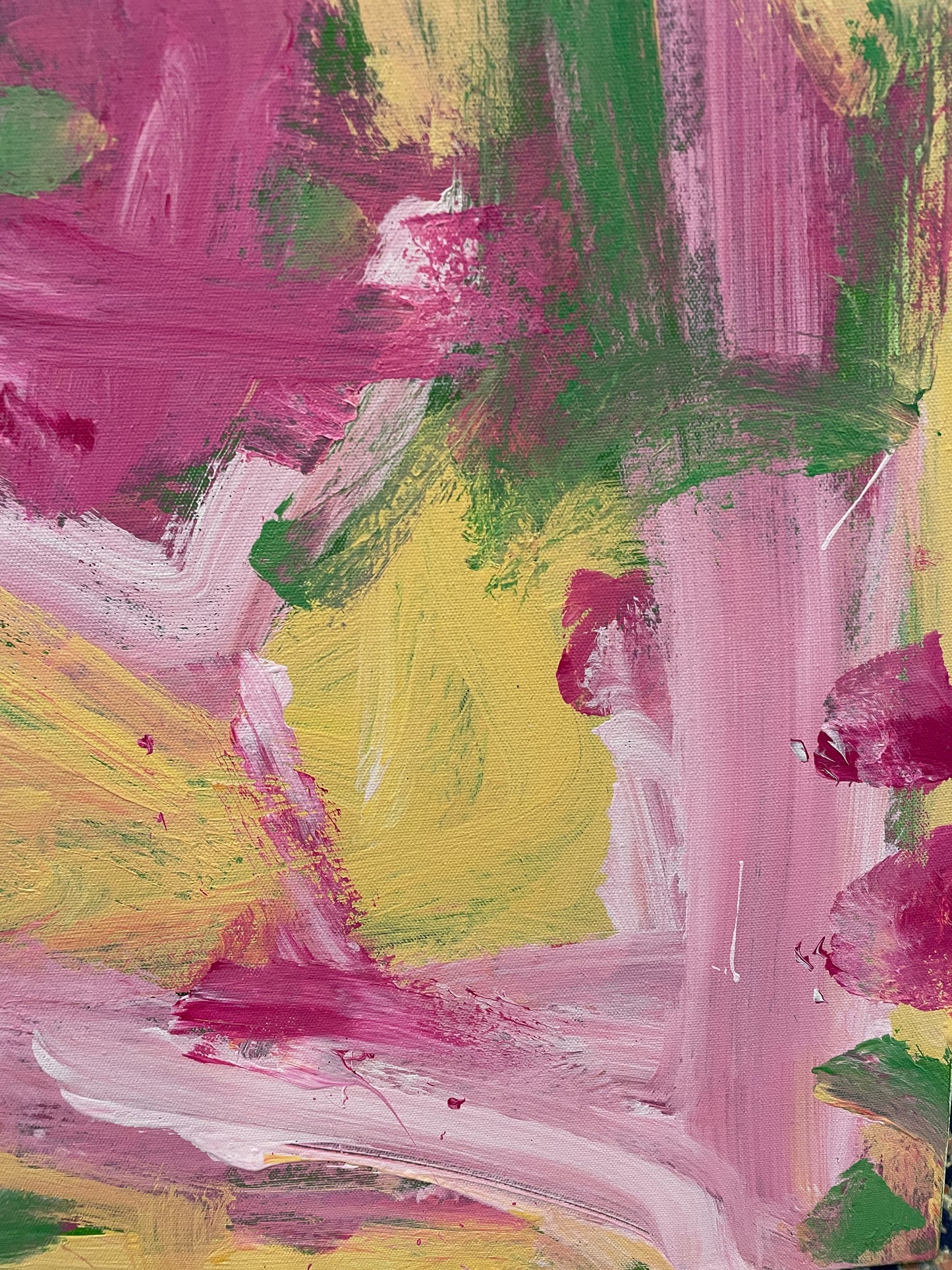 Robbie Kemper Pink/green/yellow abstract on canvas (0GF006)