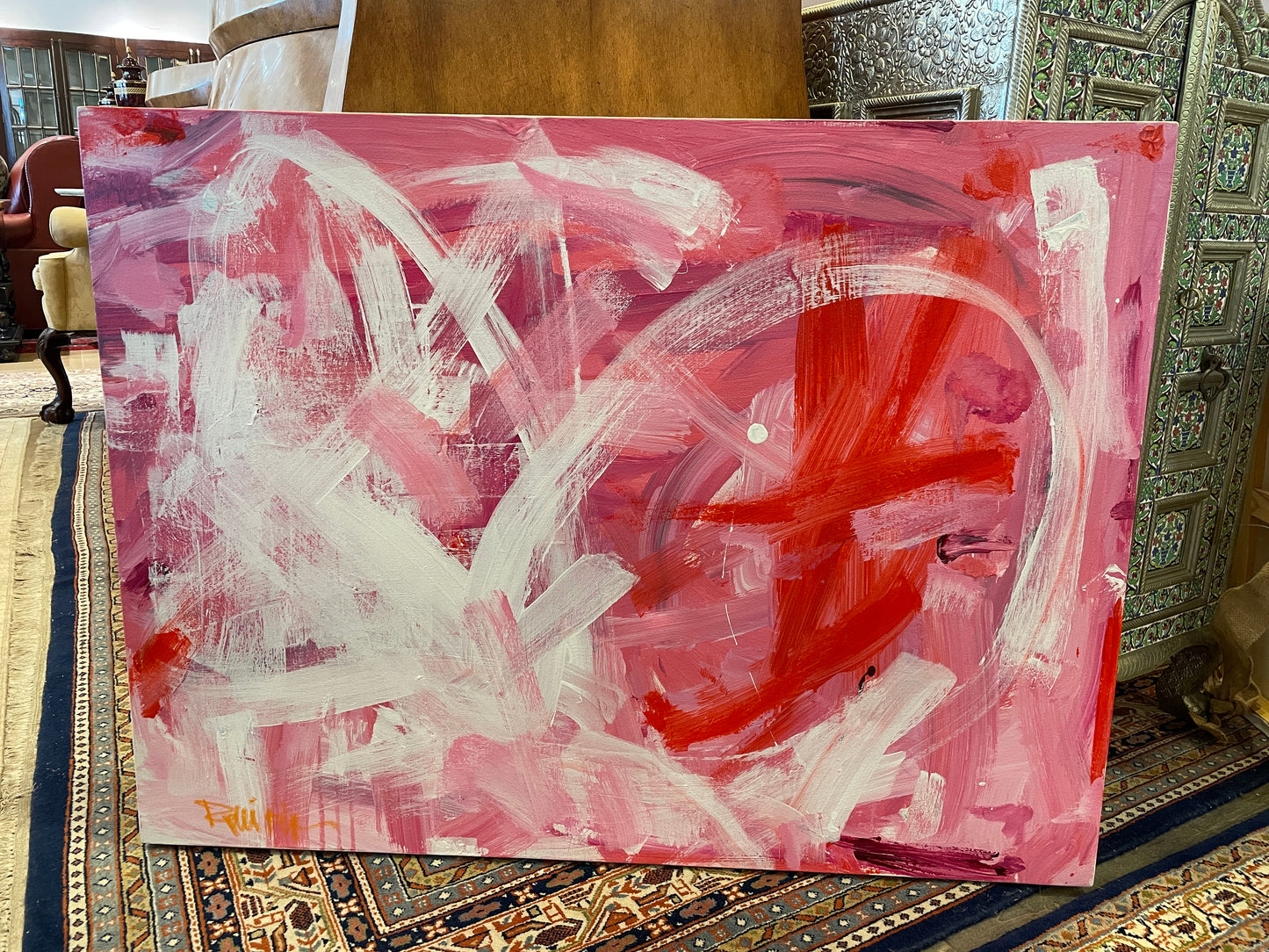 Robbie Kemper Pink Abstract on canvas (0GF004)