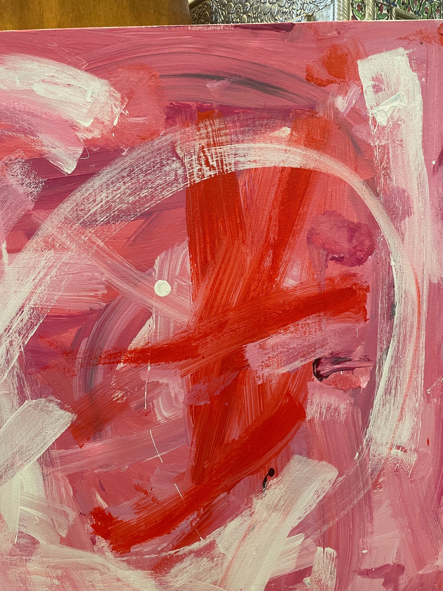 Robbie Kemper Pink Abstract on canvas (0GF004)