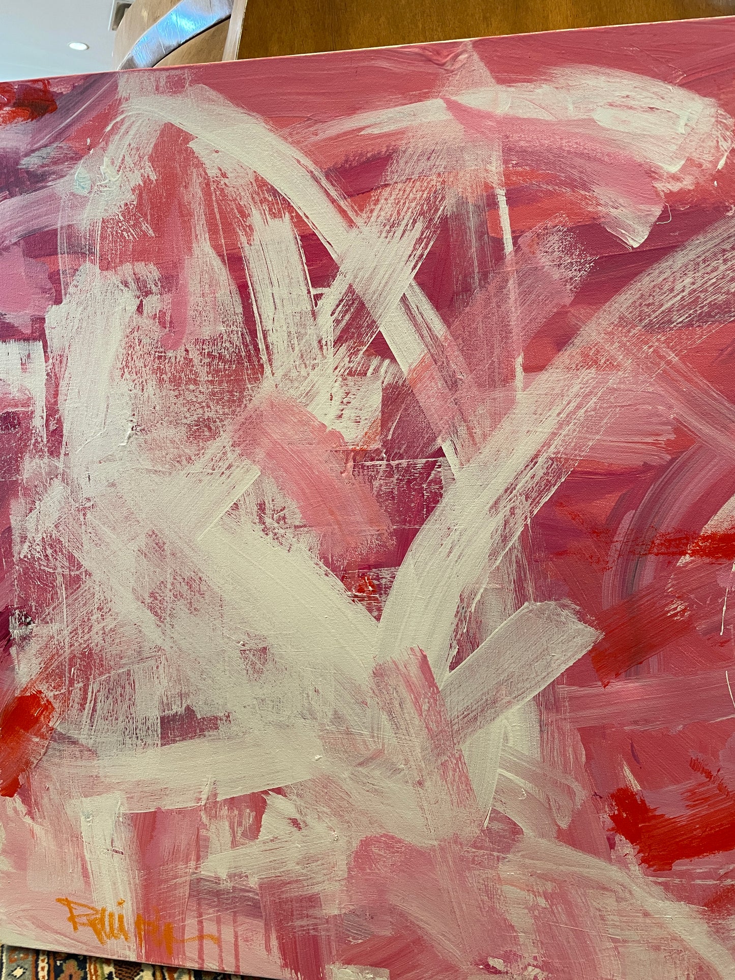Robbie Kemper Pink Abstract on canvas (0GF004)