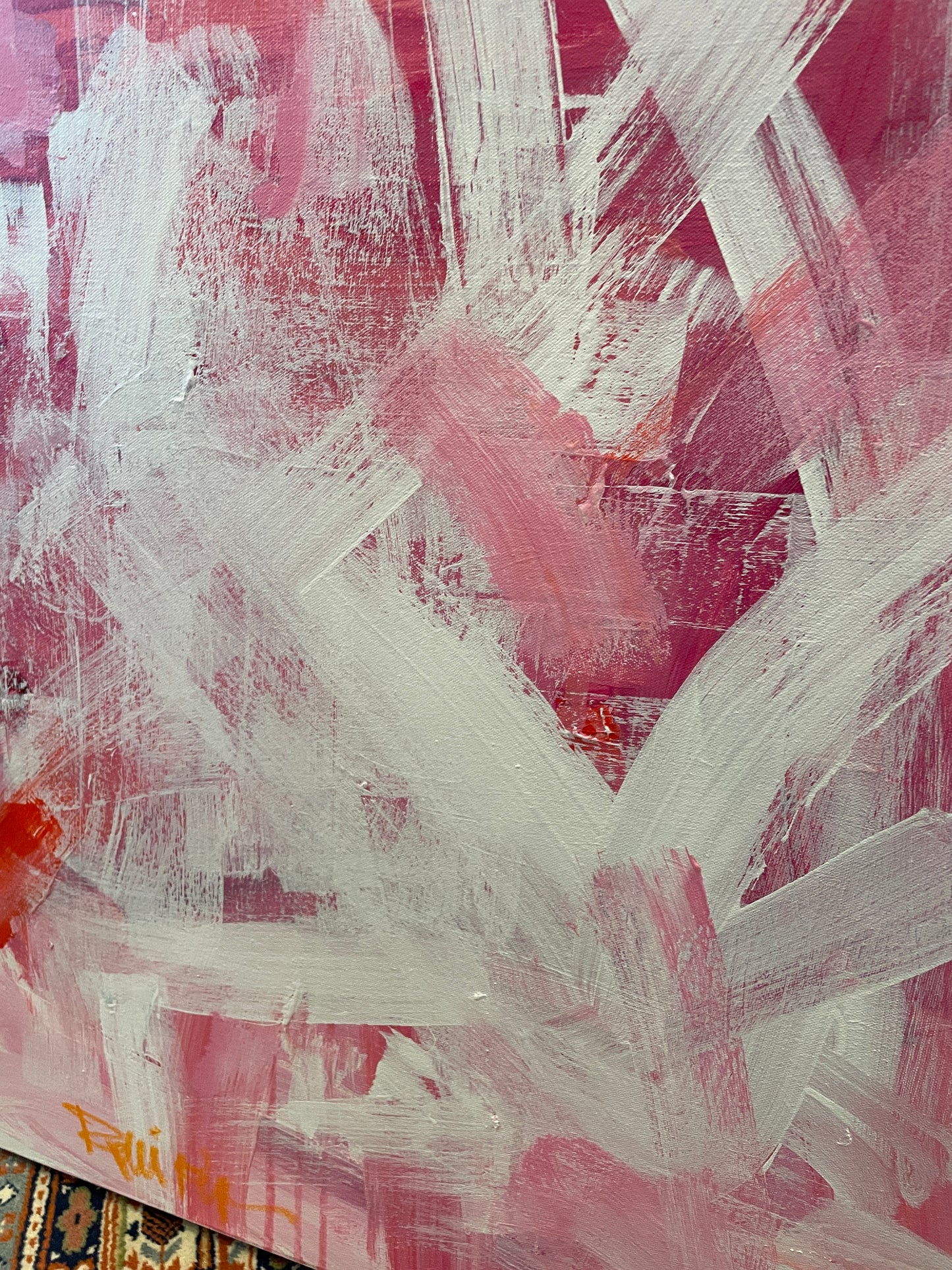Robbie Kemper Pink Abstract on canvas (0GF004)