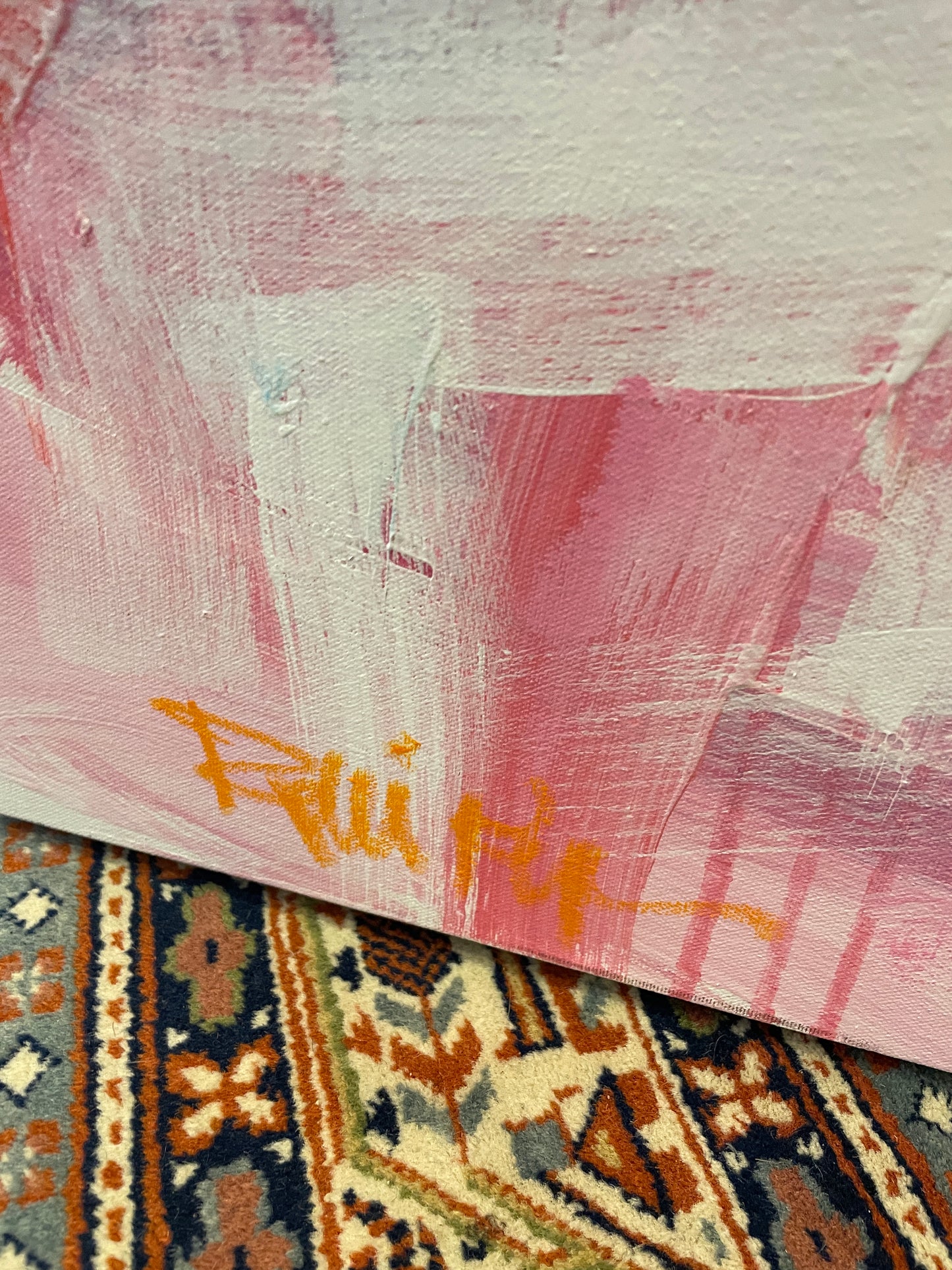 Robbie Kemper Pink Abstract on canvas (0GF004)