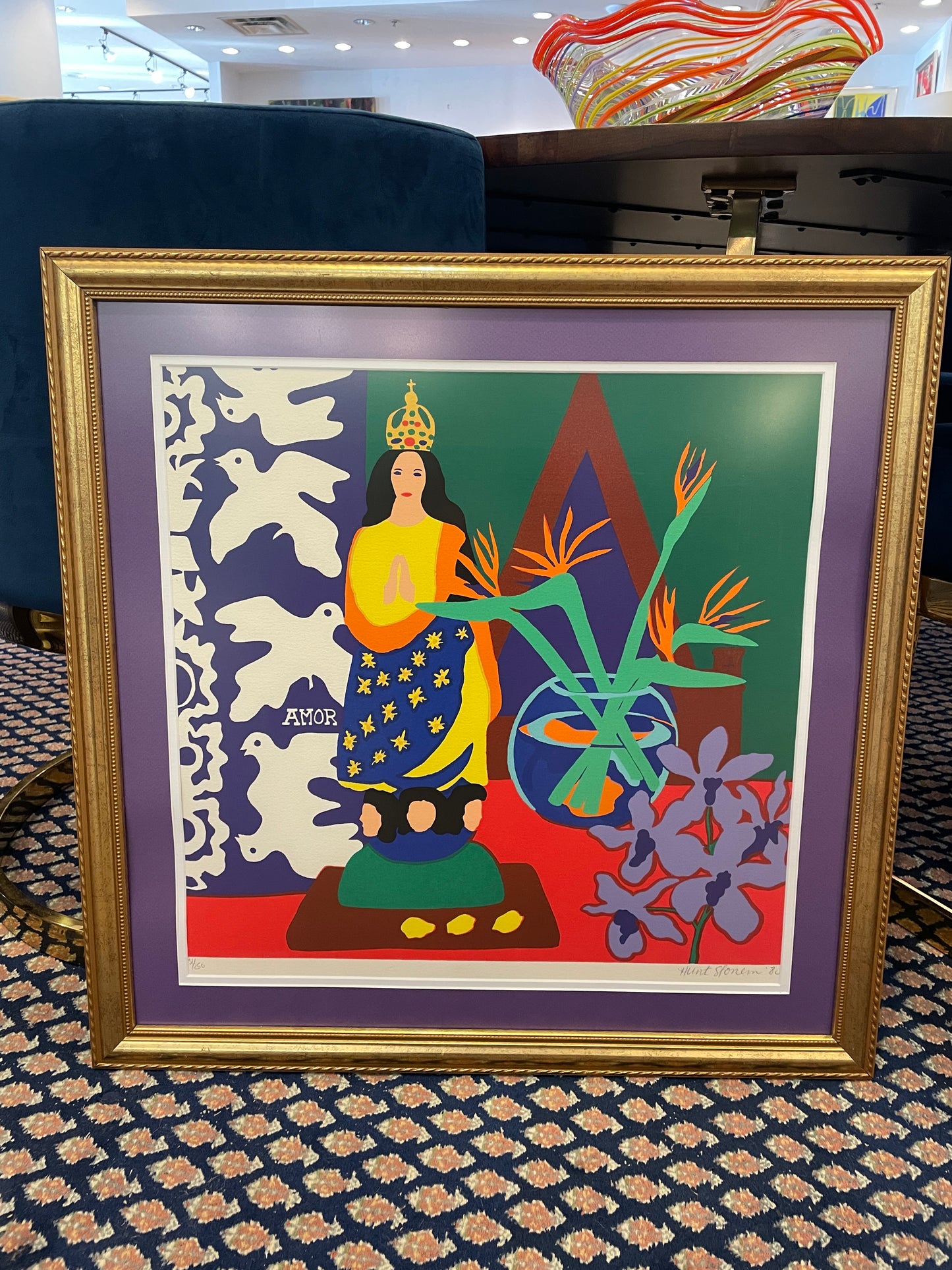 Hunt Slonem Lithograph 3/250 "the Queen" (0GF007)