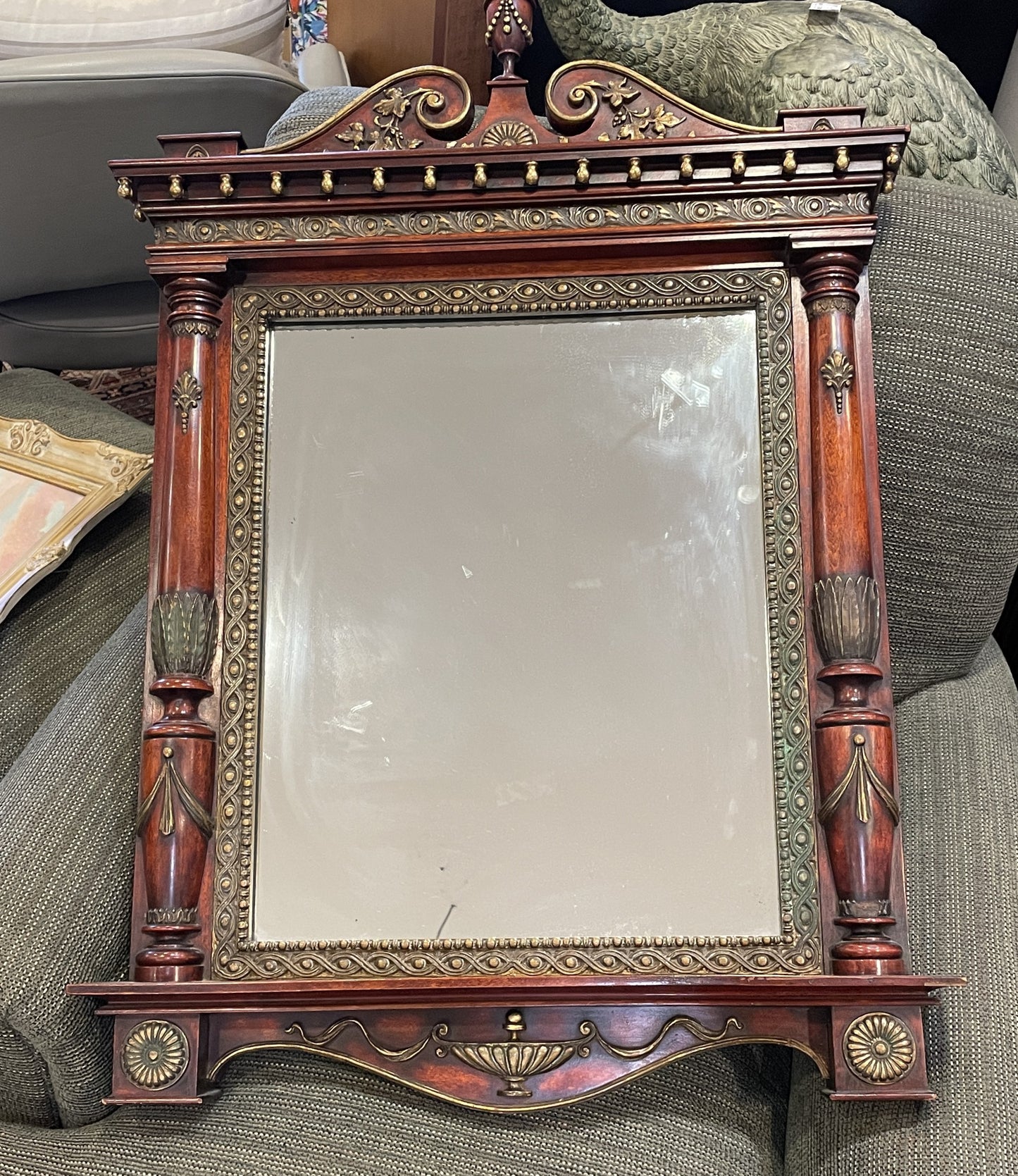 Neoclassical Split Pediment Dressing MIrror with Gilt work (0GG001)