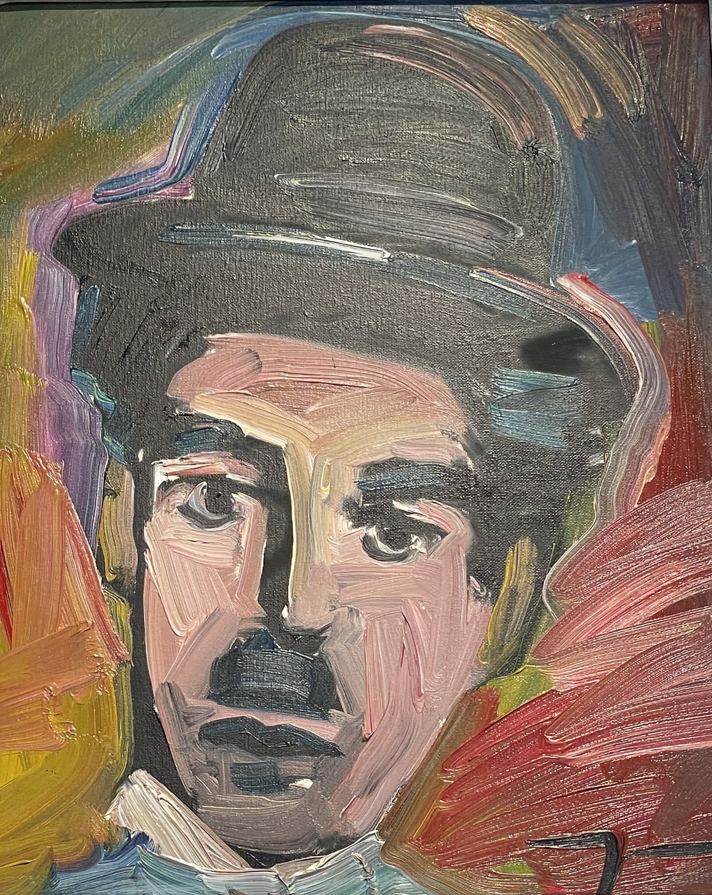 Jose Trujillo "Charlie Chaplin" oil on canvas (0GF00C)