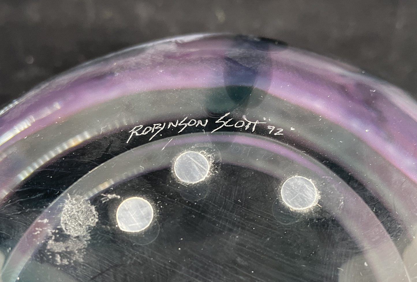 Robinson Scott Hand Blown Center Bowl in Purple, signed (0KC00G)