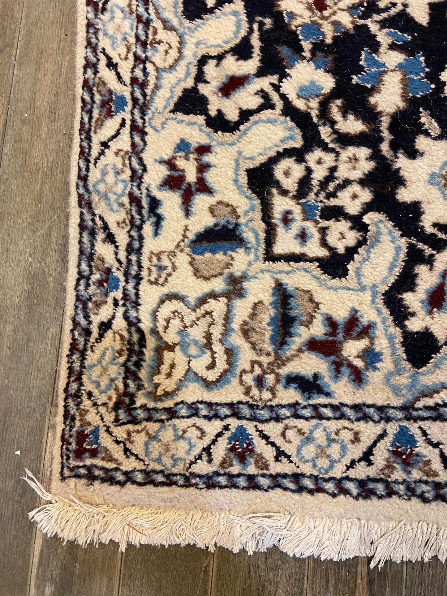 Hand Woven Cream and Navy Rug (4.5x2.8) (25239)