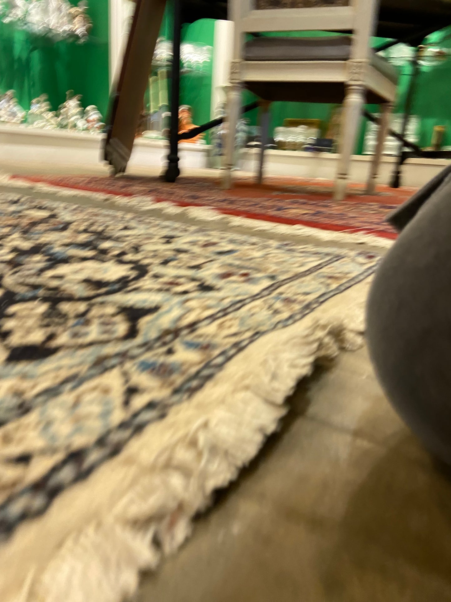 Hand Woven Cream and Navy Rug (4.5x2.8) (25239)