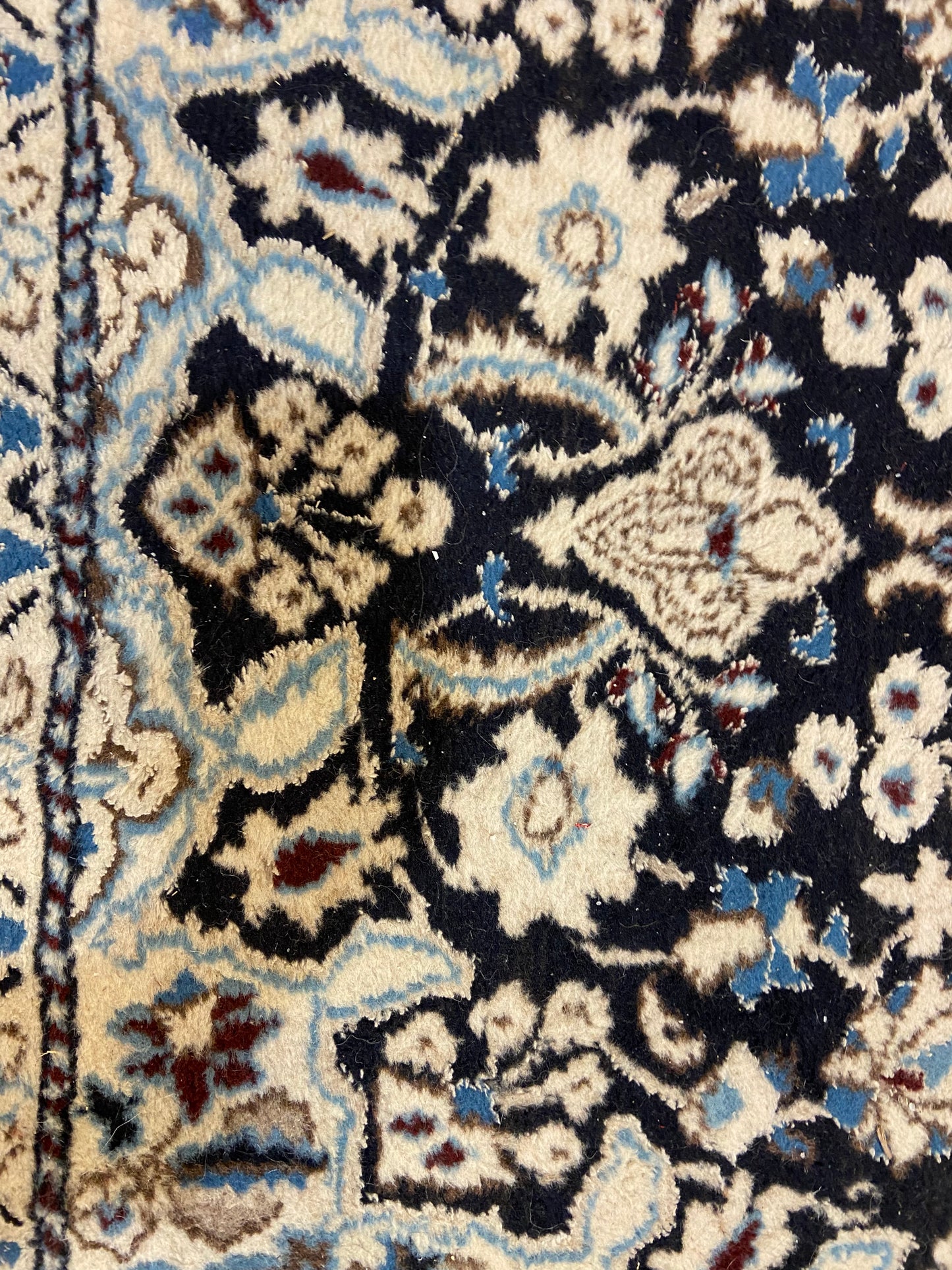 Hand Woven Cream and Navy Rug (4.5x2.8) (25239)