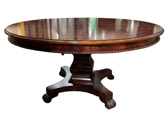 Henredon Round Pedestal Dining Table + Leaf and Pads (0CC001)