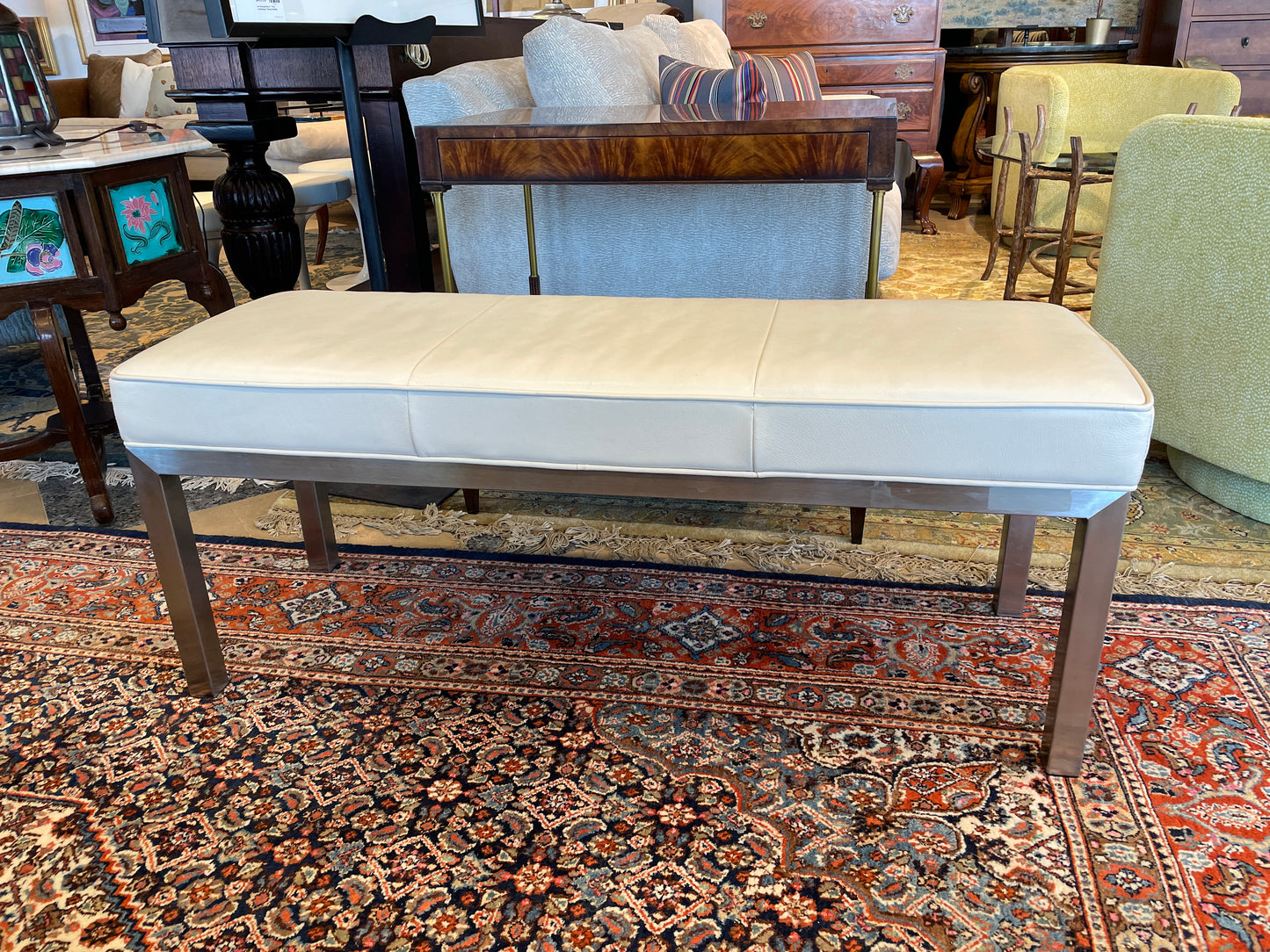 Room and Board Parsons Bench in White Leather (0GM001)