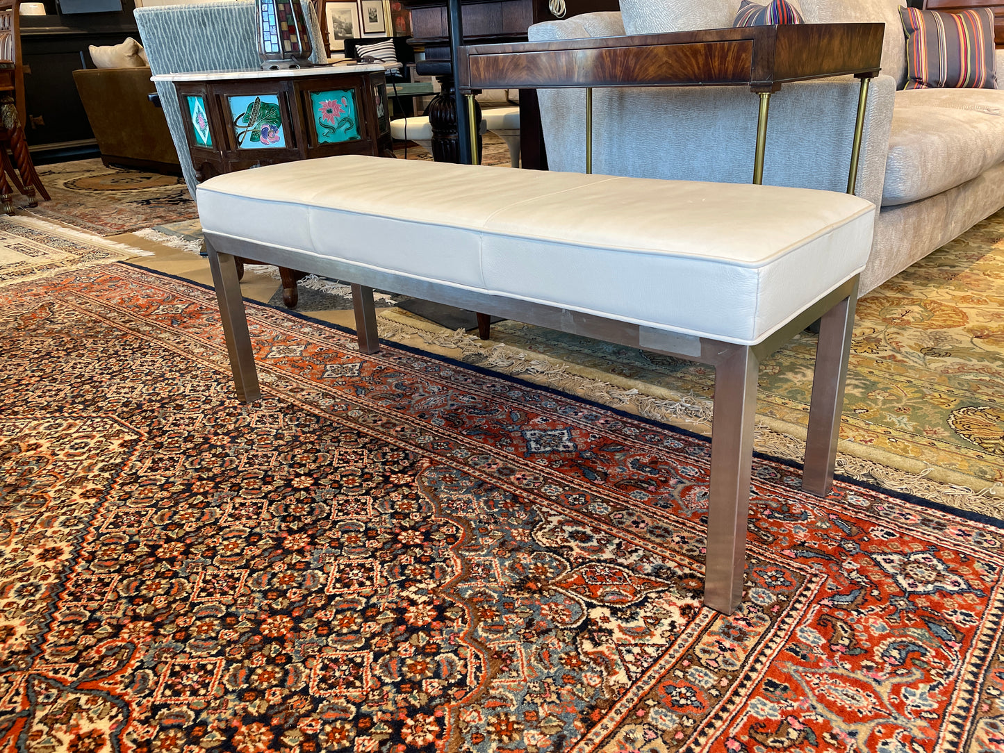 Room and Board Parsons Bench in White Leather (0GM001)