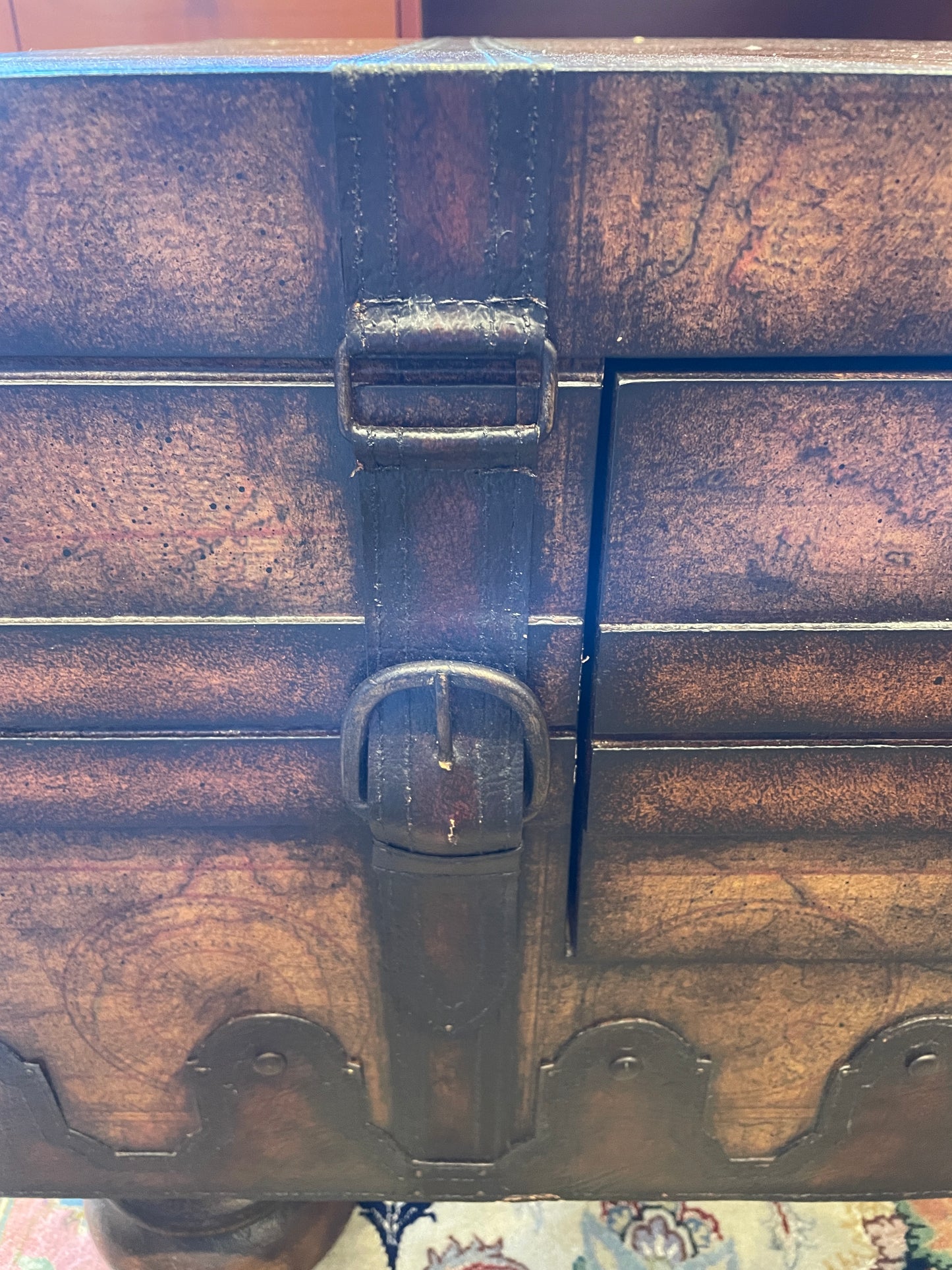 Map Trunk Style Coffee table with drawer, AS IS (0GN005)