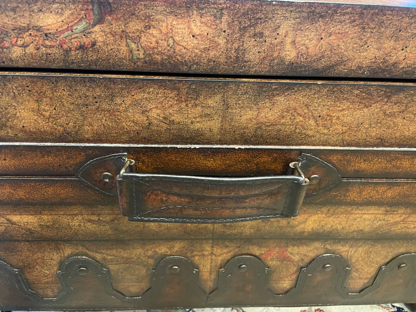 Map Trunk Style Coffee table with drawer, AS IS (0GN005)