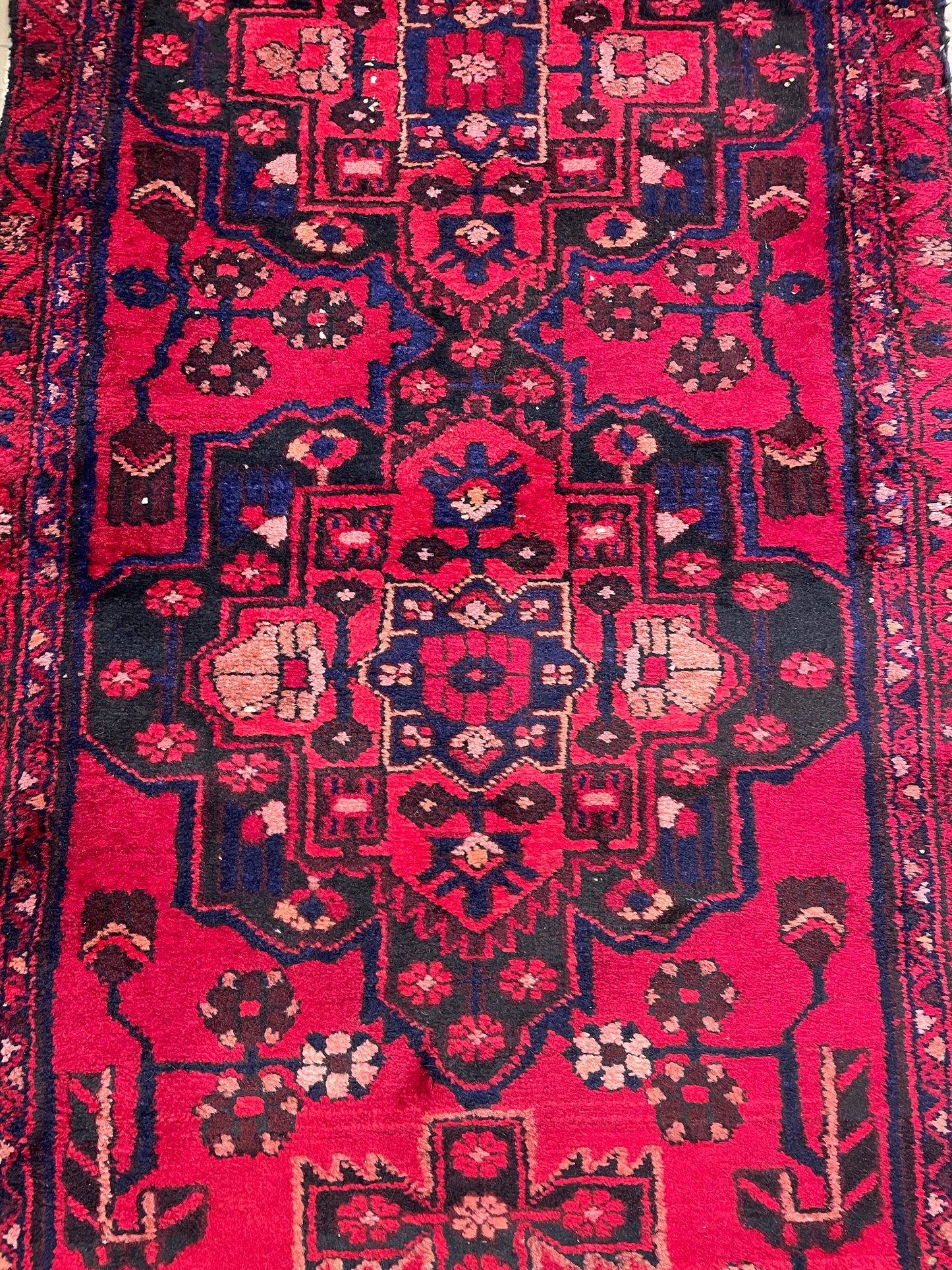 HK antique Persian Runner approx. 10x3, reds and blues (0G000H)