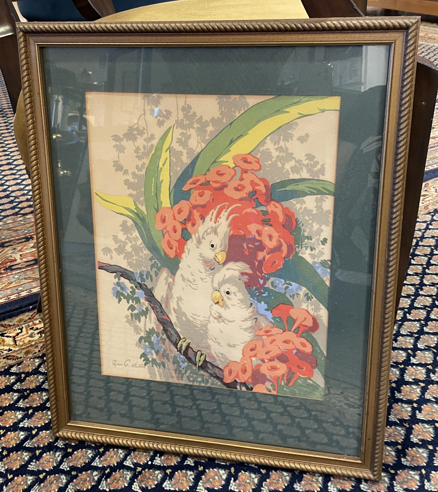 Byron Newton Art Nouveau Cockatiel Screenprint (0GF00R)