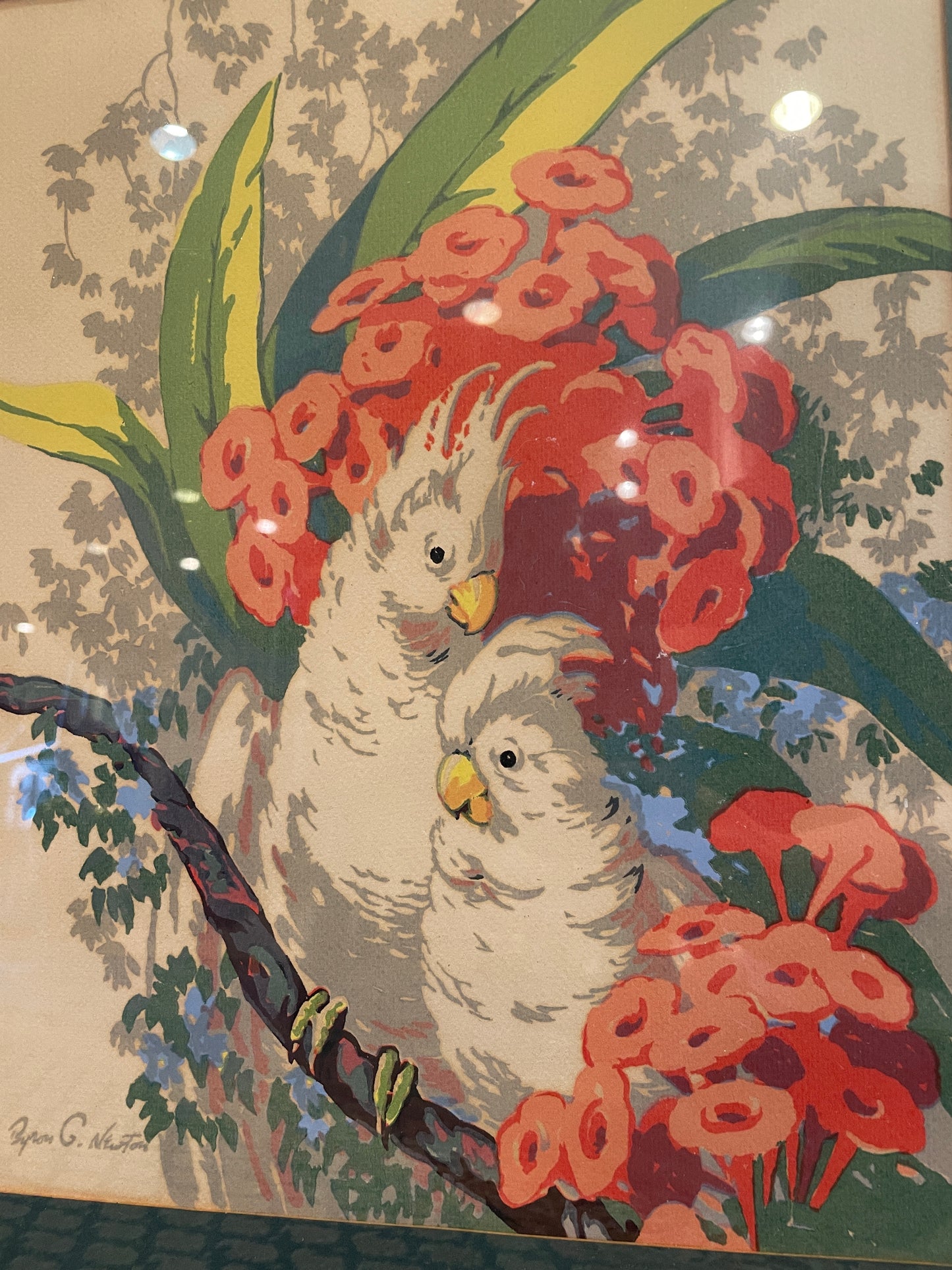 Byron Newton Art Nouveau Cockatiel Screenprint (0GF00R)
