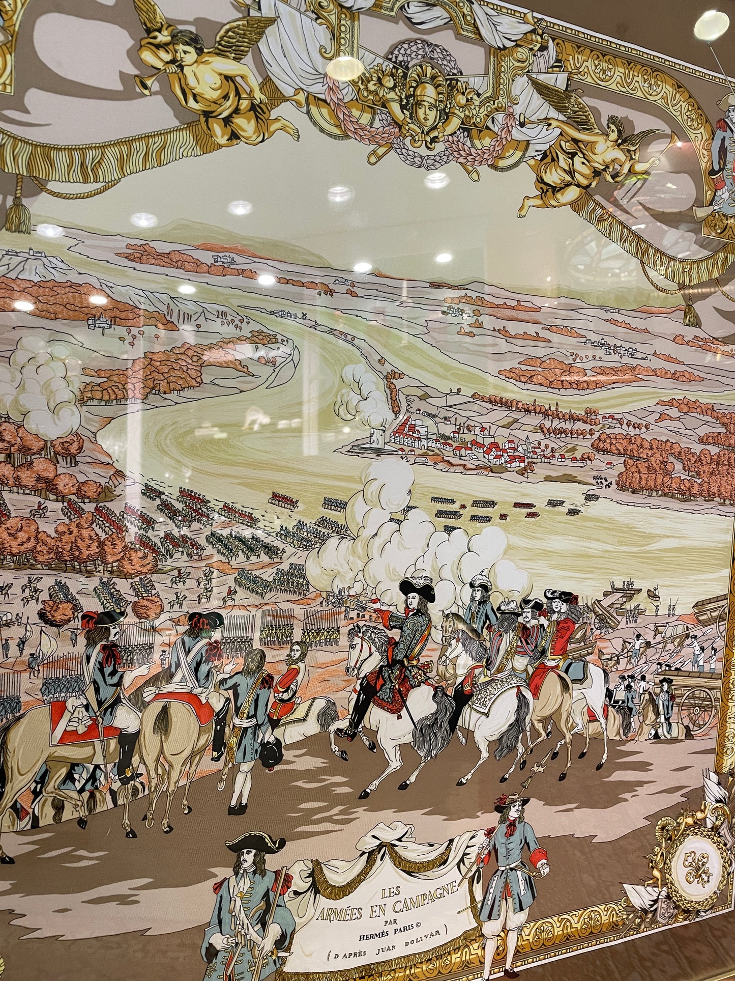 Hermes Framed Scarf "Armees in Campagne" (0GF00U)