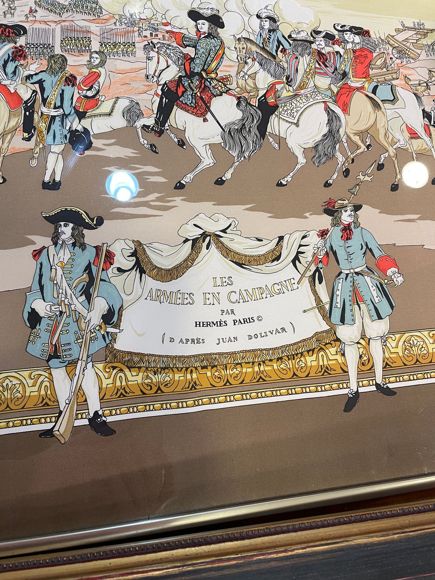 Hermes Framed Scarf "Armees in Campagne" (0GF00U)