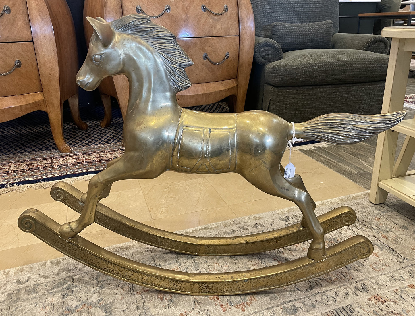 Vintage Brass Large Rocking Horse (Ralph Lauren Style) (0CH002)