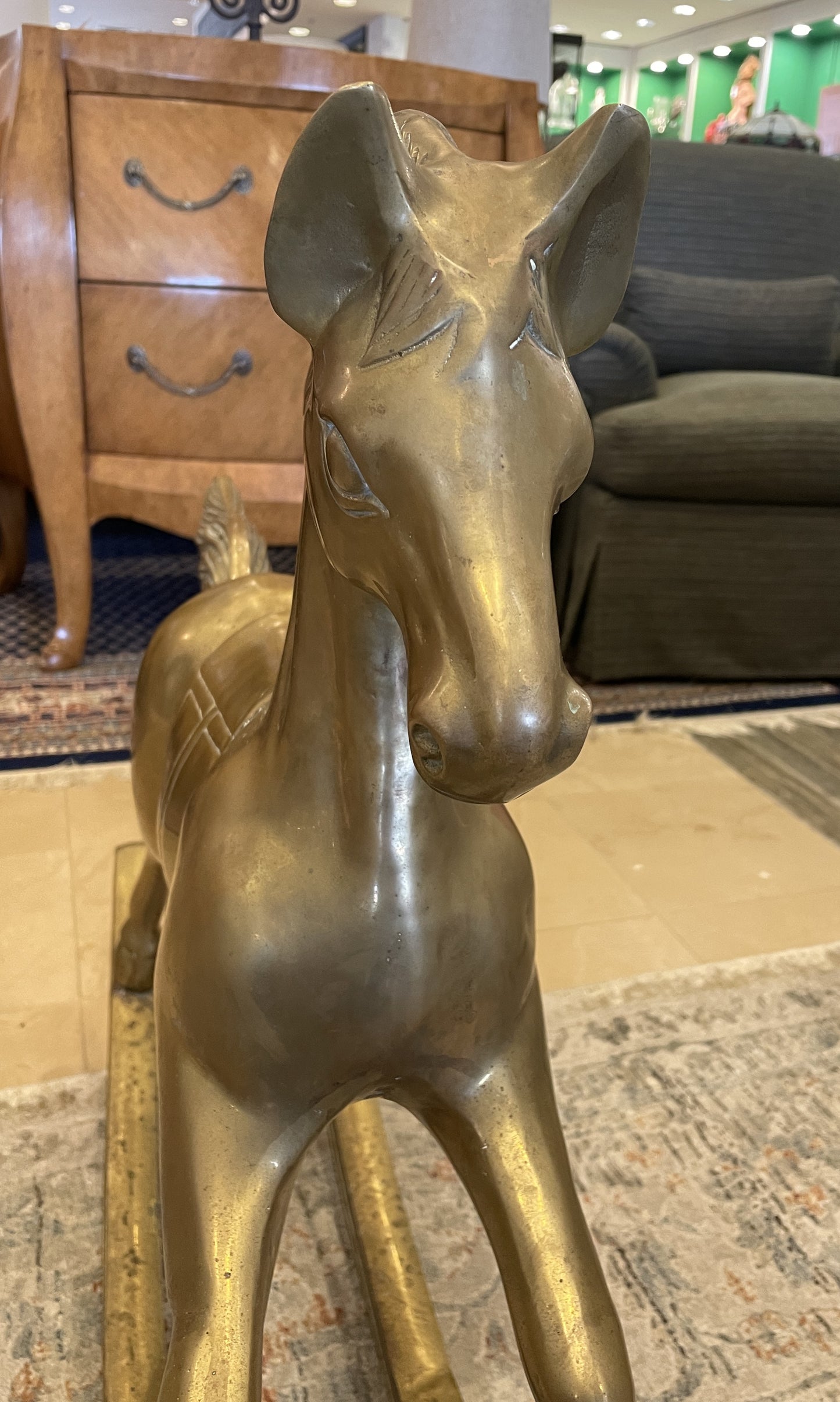 Vintage Brass Large Rocking Horse (Ralph Lauren Style) (0CH002)