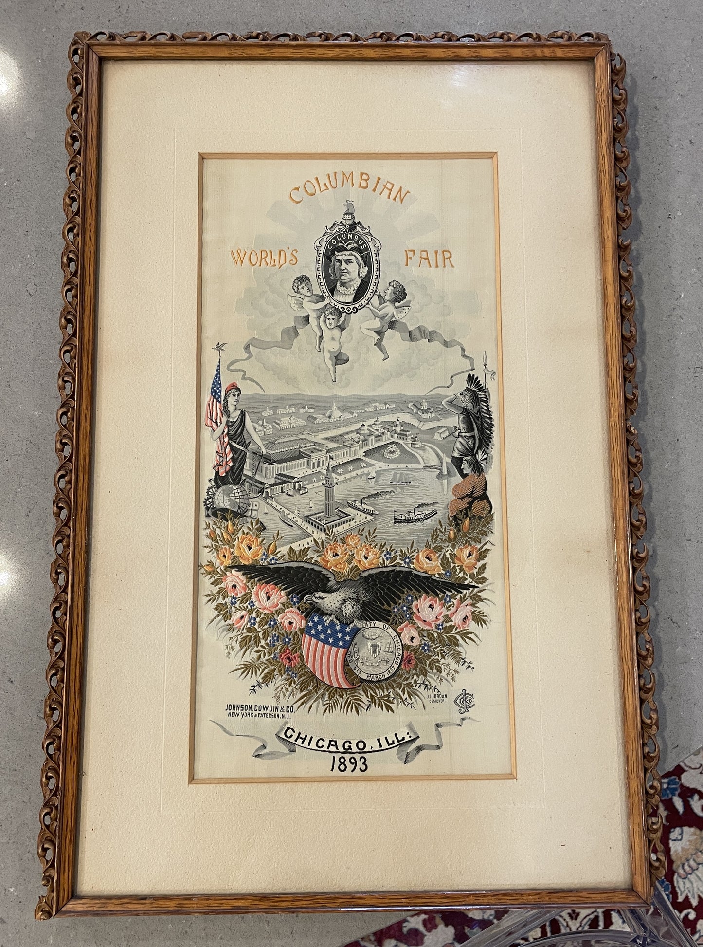 1893 World's Fair Embroidered Silk AS IS (0GF012)