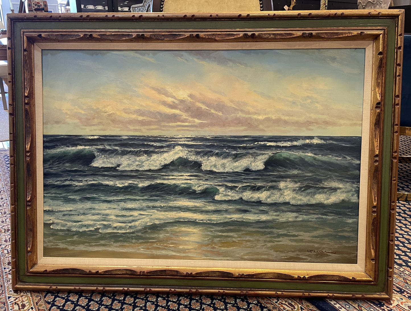 Ocean Scene Oil on Canvas, Signed (0GF010)