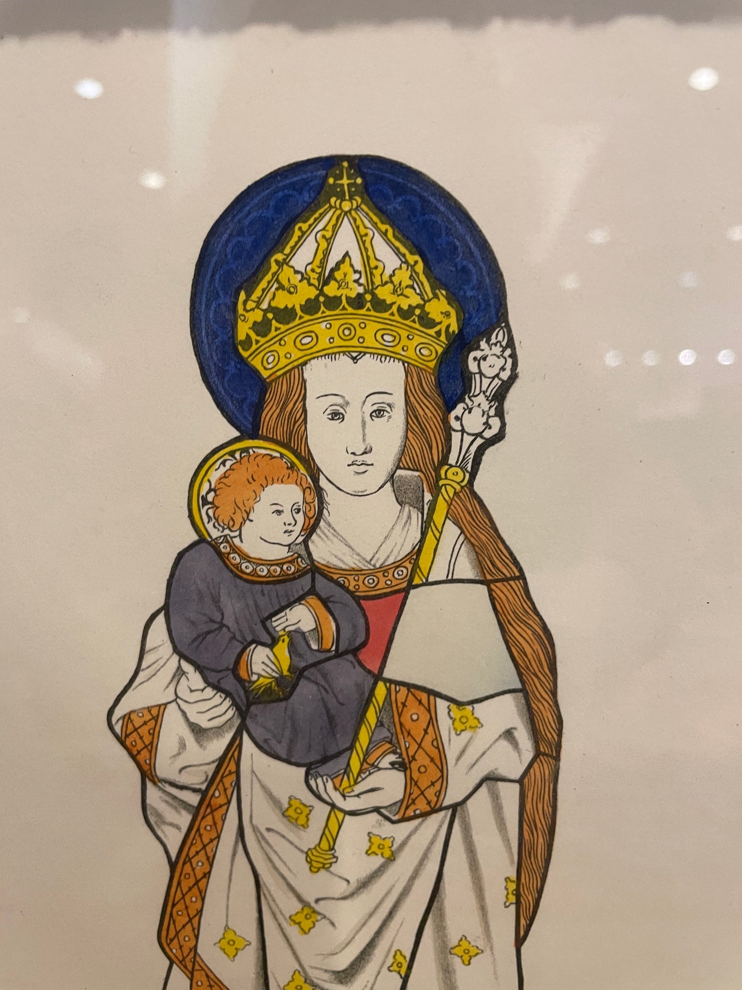 IG Waller "West Wickham Church" Stained Glass Engraving Virgin and Child (0G000J)