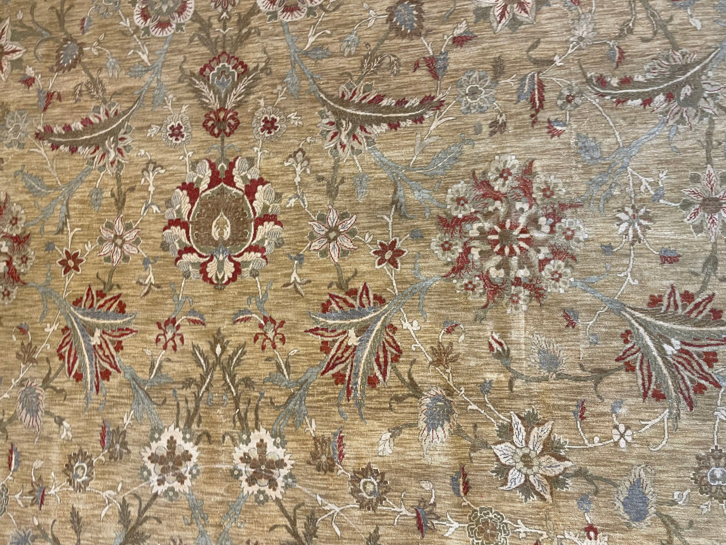 Hand Knotted Cream and Apricot Rug (13.9x10) (22862)