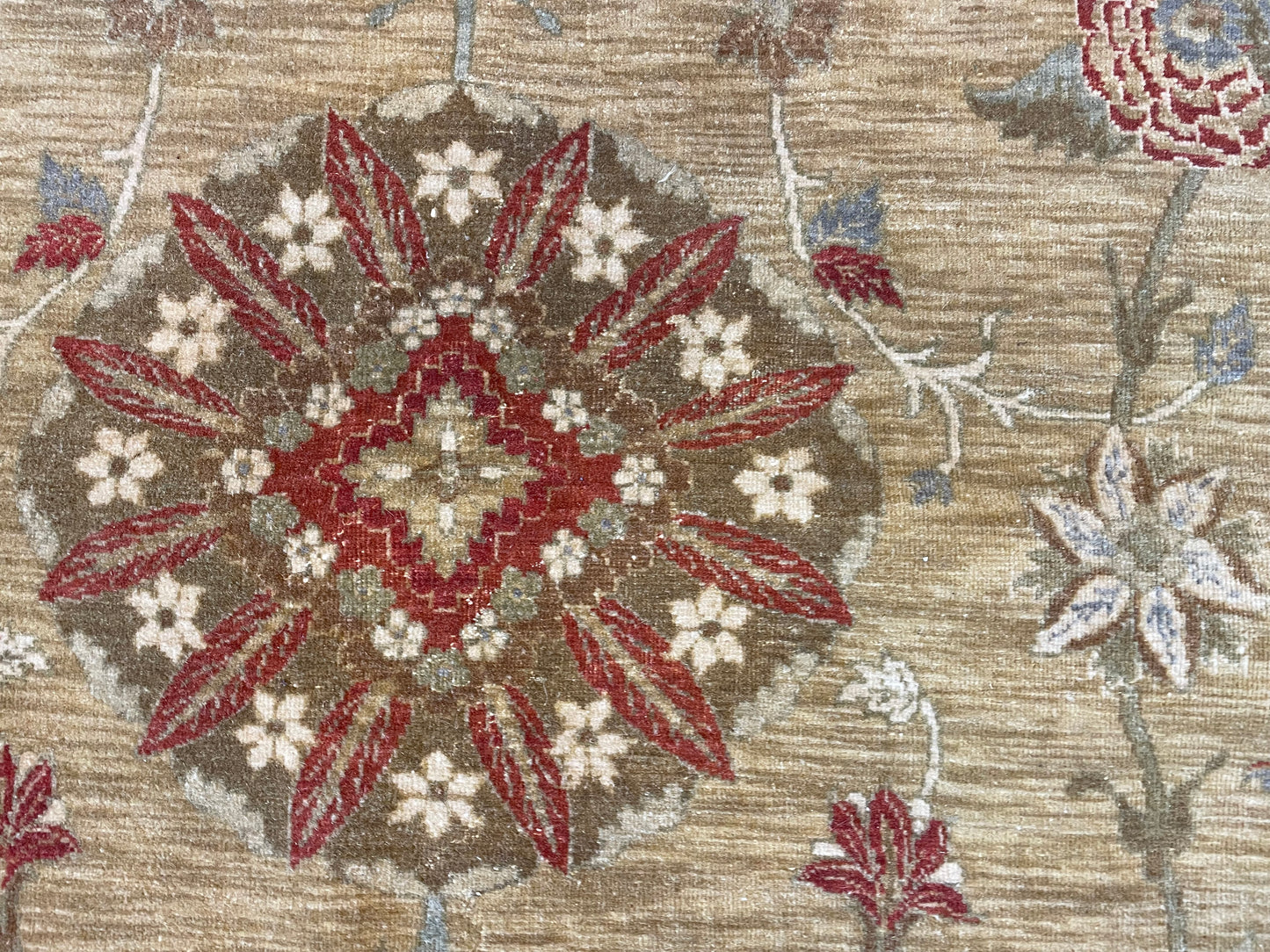 Hand Knotted Cream and Apricot Rug (13.9x10) (22862)