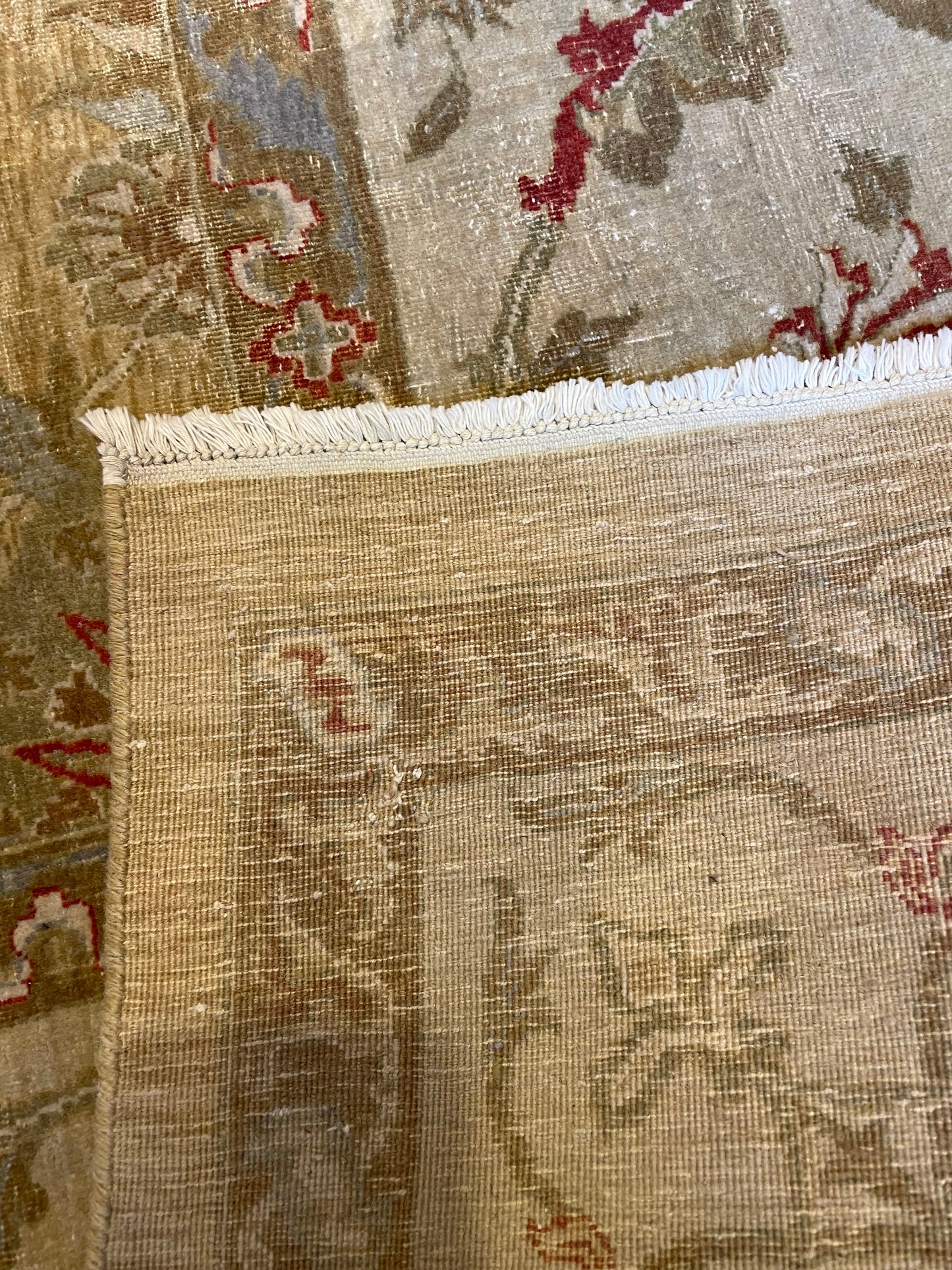 Hand Knotted Cream and Apricot Rug (13.9x10) (22862)