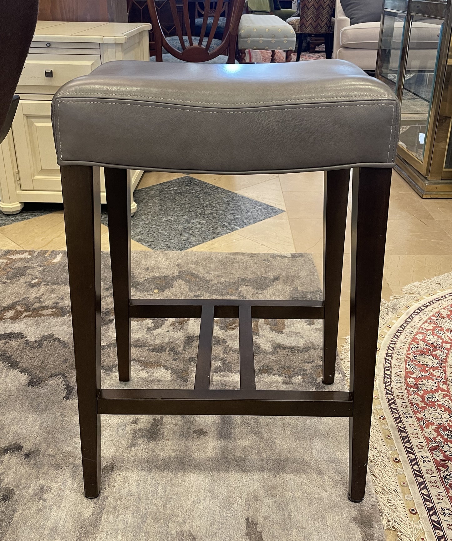 Ethan Allen "Harper" Leather Counter Stool (2 Available) (06I00E)