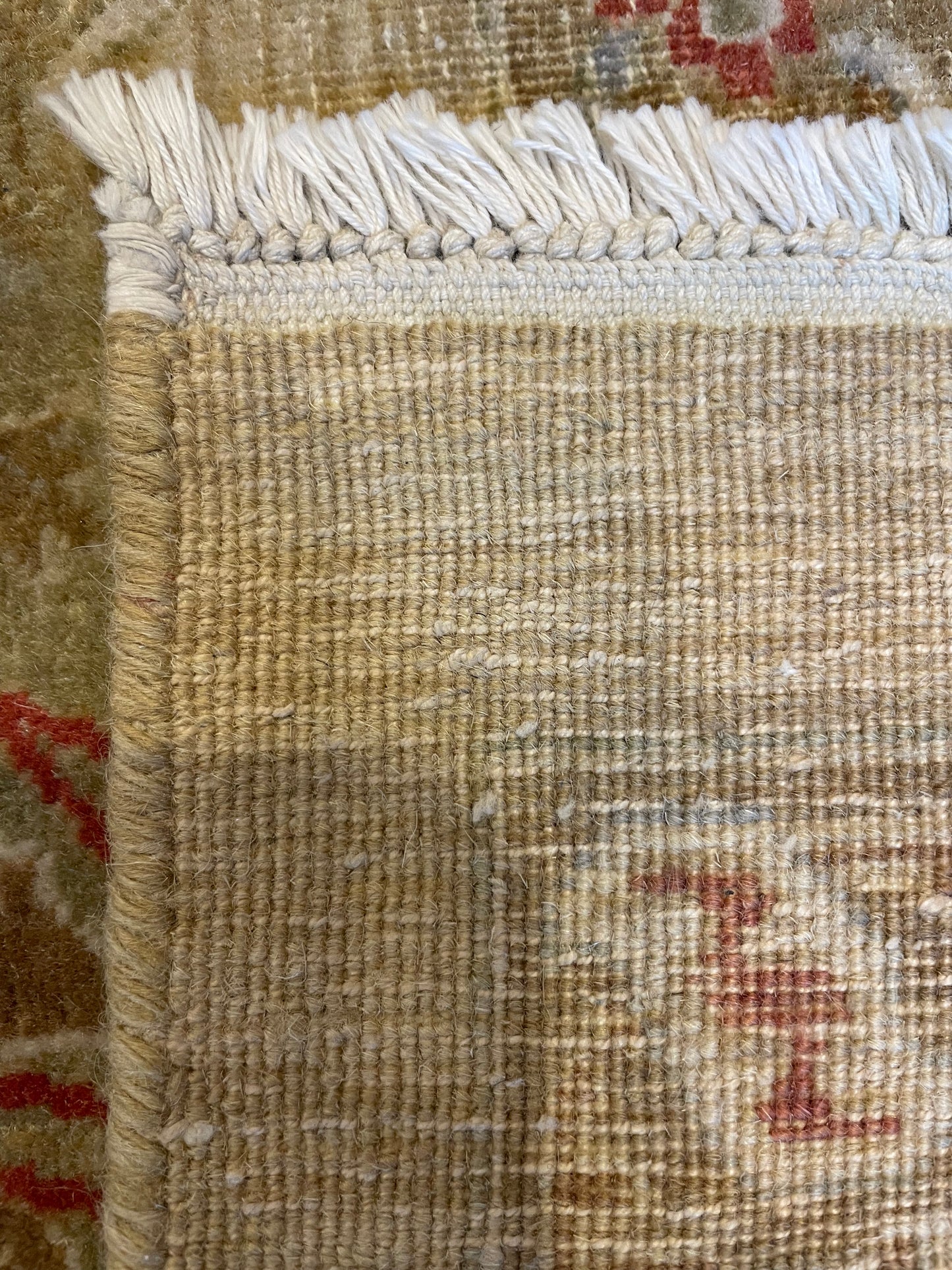 Hand Knotted Cream and Apricot Rug (13.9x10) (22862)