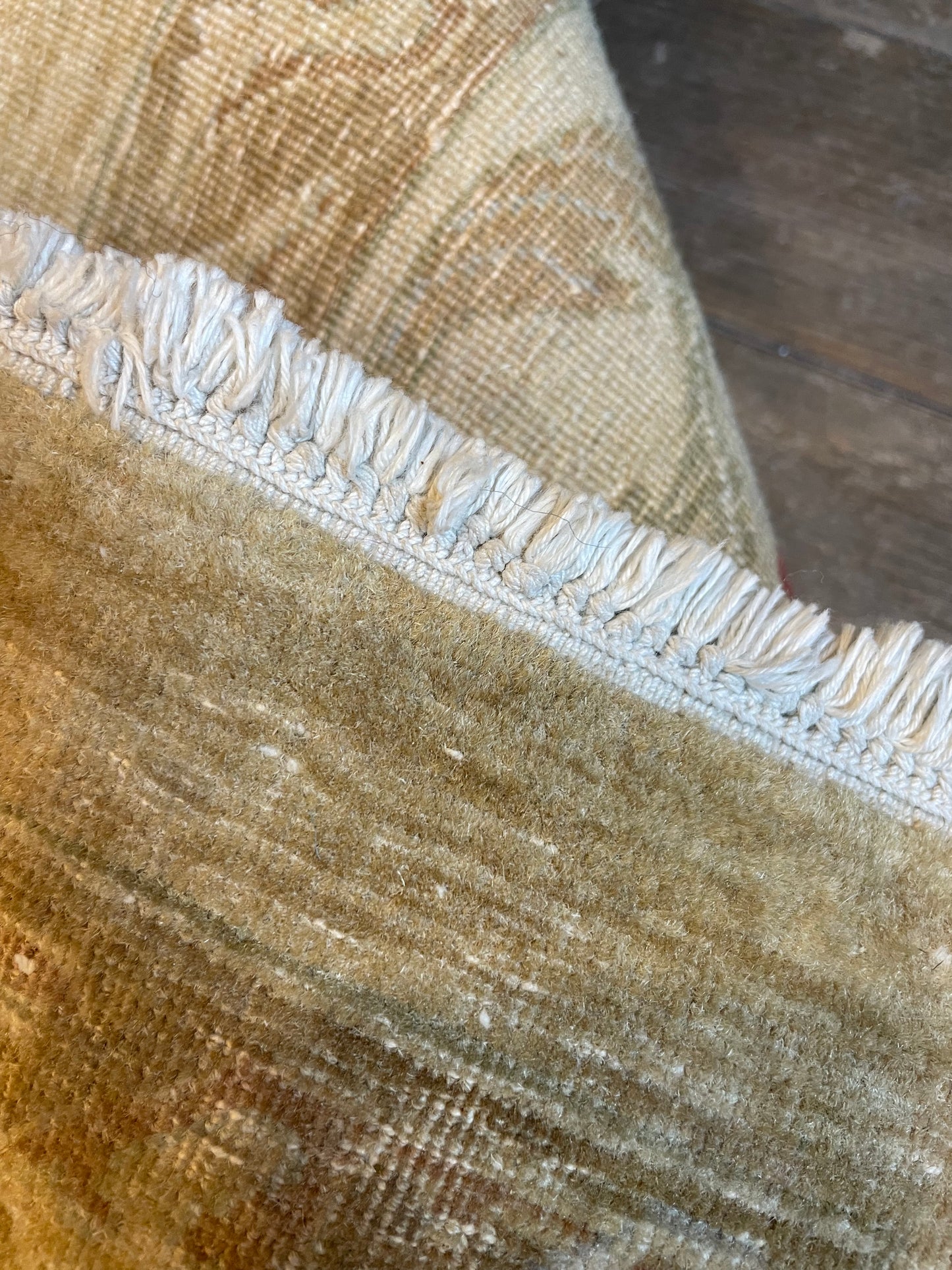 Hand Knotted Cream and Apricot Rug (13.9x10) (22862)