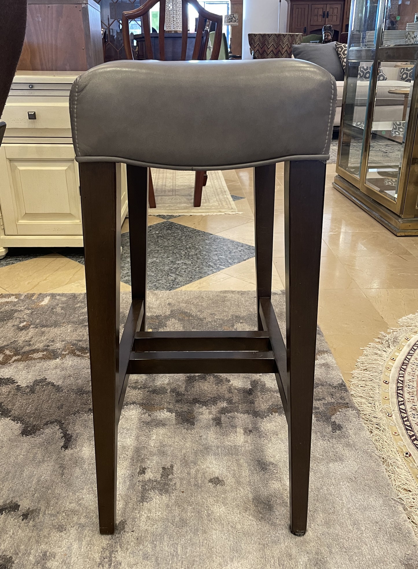 Ethan Allen "Harper" Leather Counter Stool (2 Available) (06I00E)