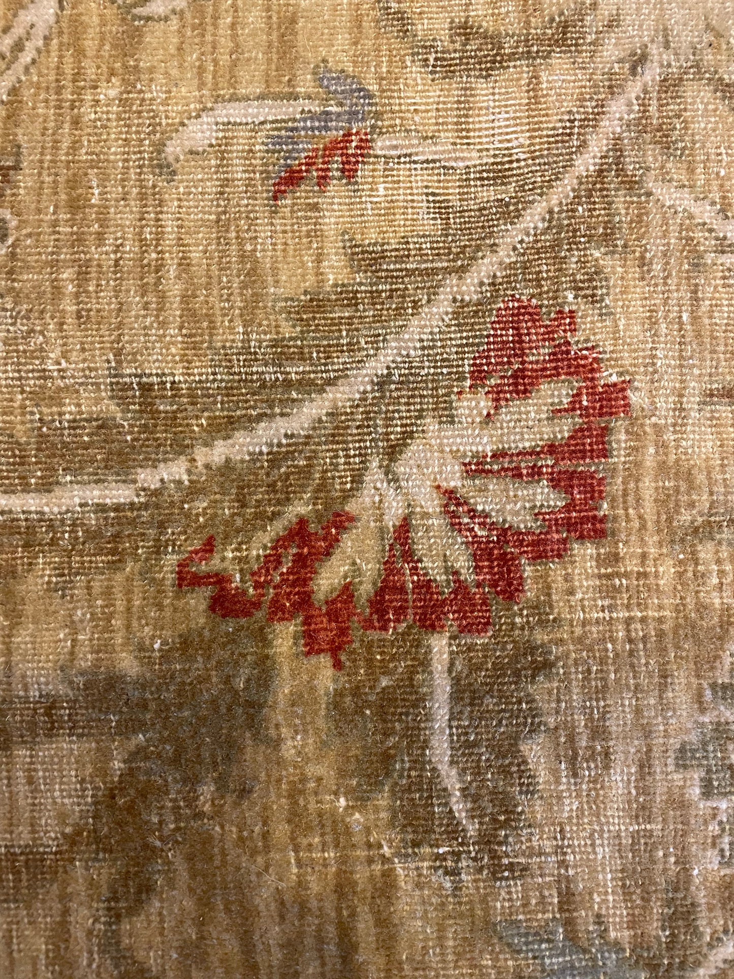 Hand Knotted Cream and Apricot Rug (13.9x10) (22862)