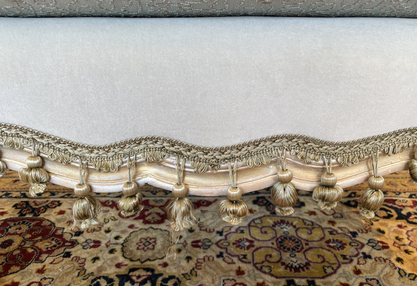 Louis Style Silvered Bergère Chair with Ottoman AS IS (0AS005)