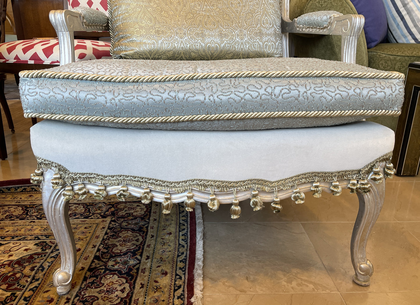 Louis Style Silvered Bergère Chair AS IS (0AS006)