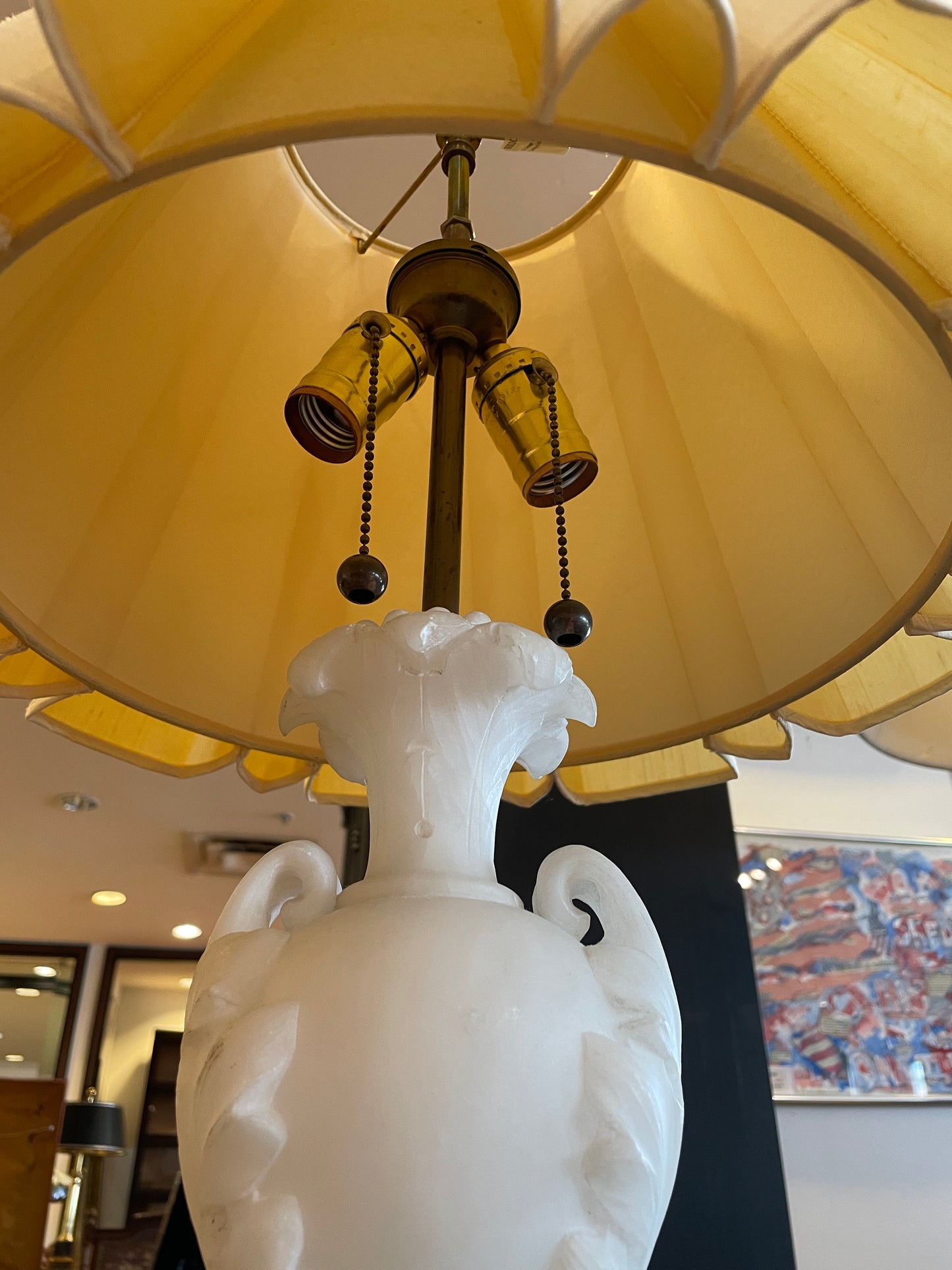 Pr. Vintage Alabaster Urn Lamps, as is (0GV002)