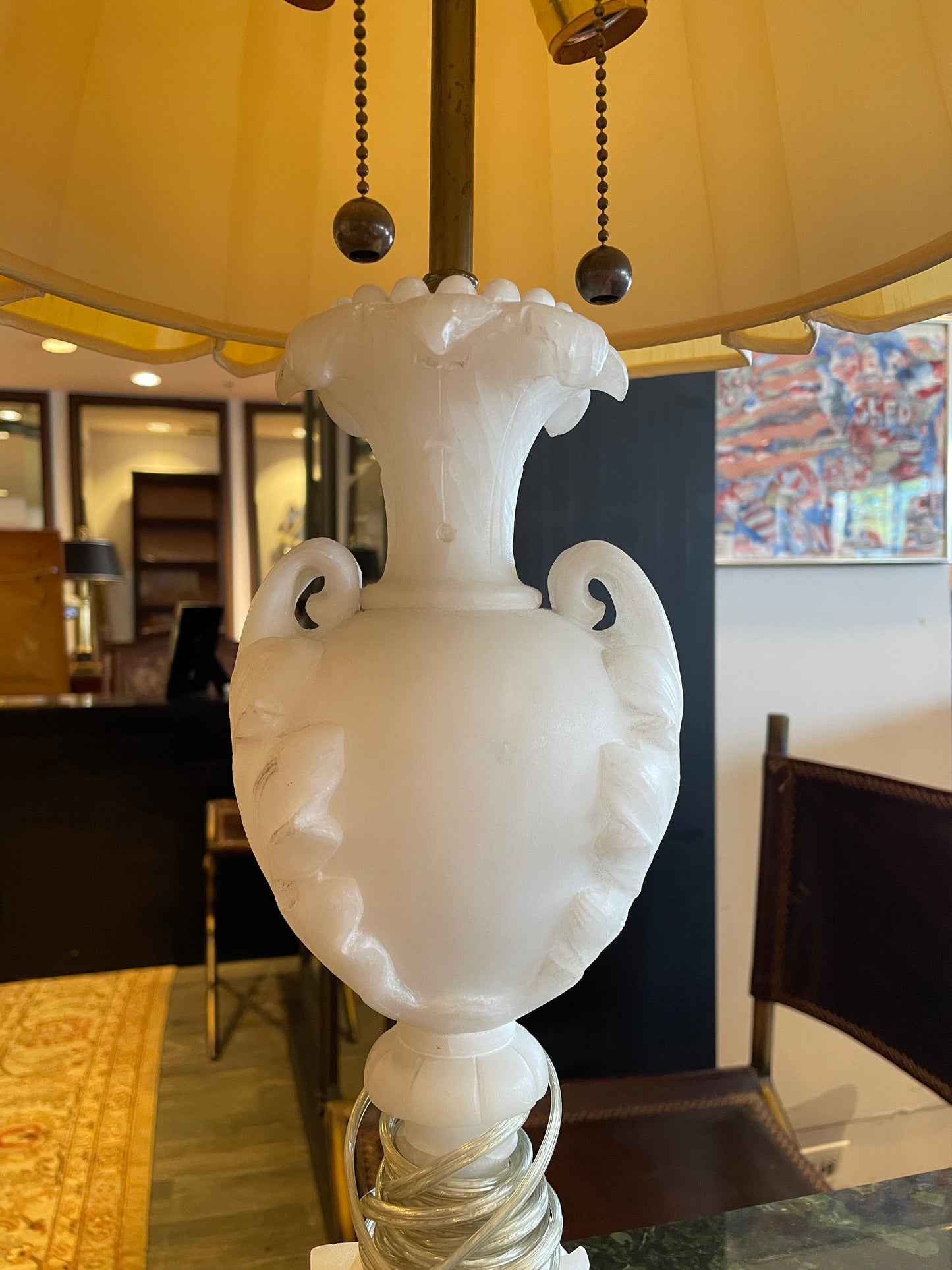 Pr. Vintage Alabaster Urn Lamps, as is (0GV002)